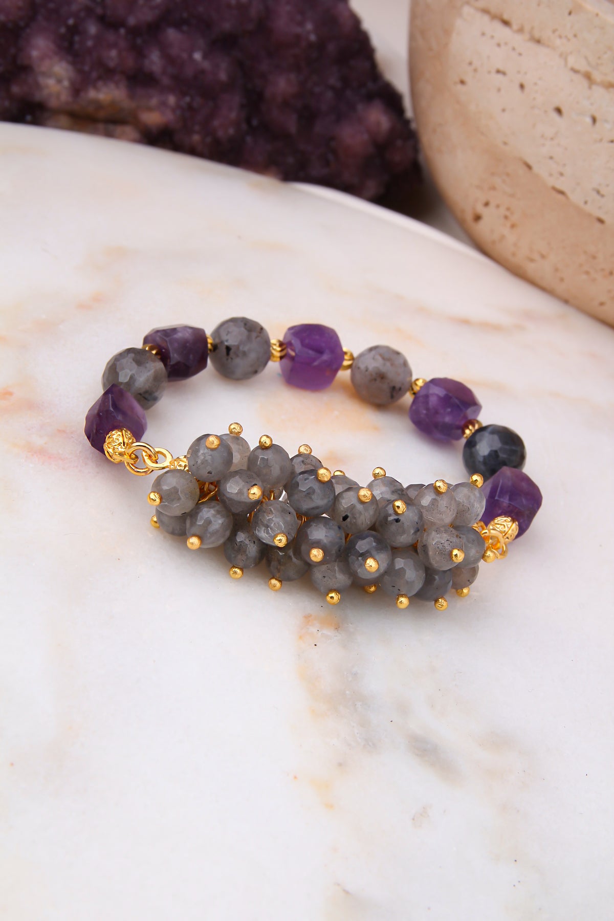 Labrodorite & Amethyst Bracelet