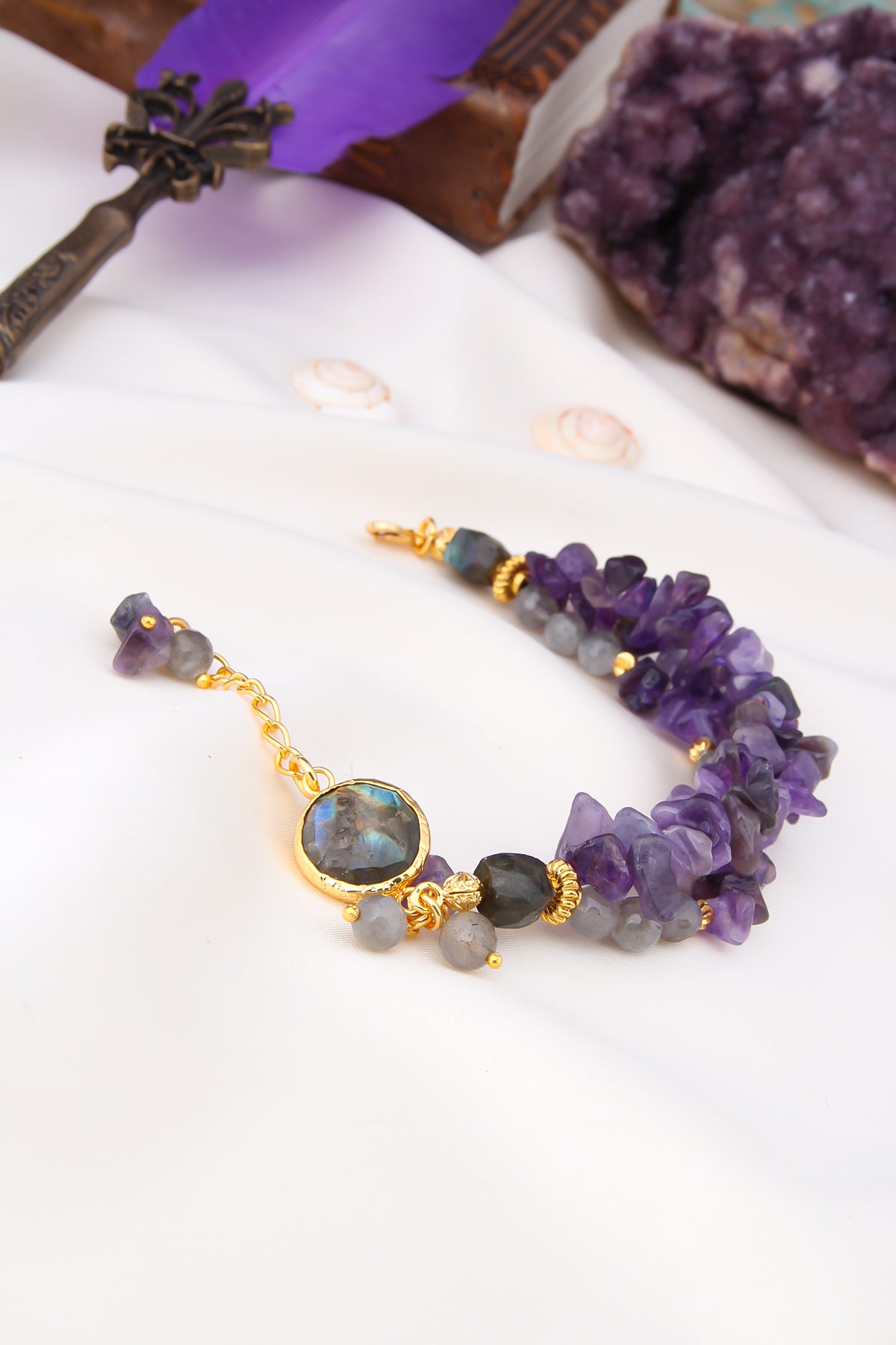 Labrodorite & Amethyst Bracelet