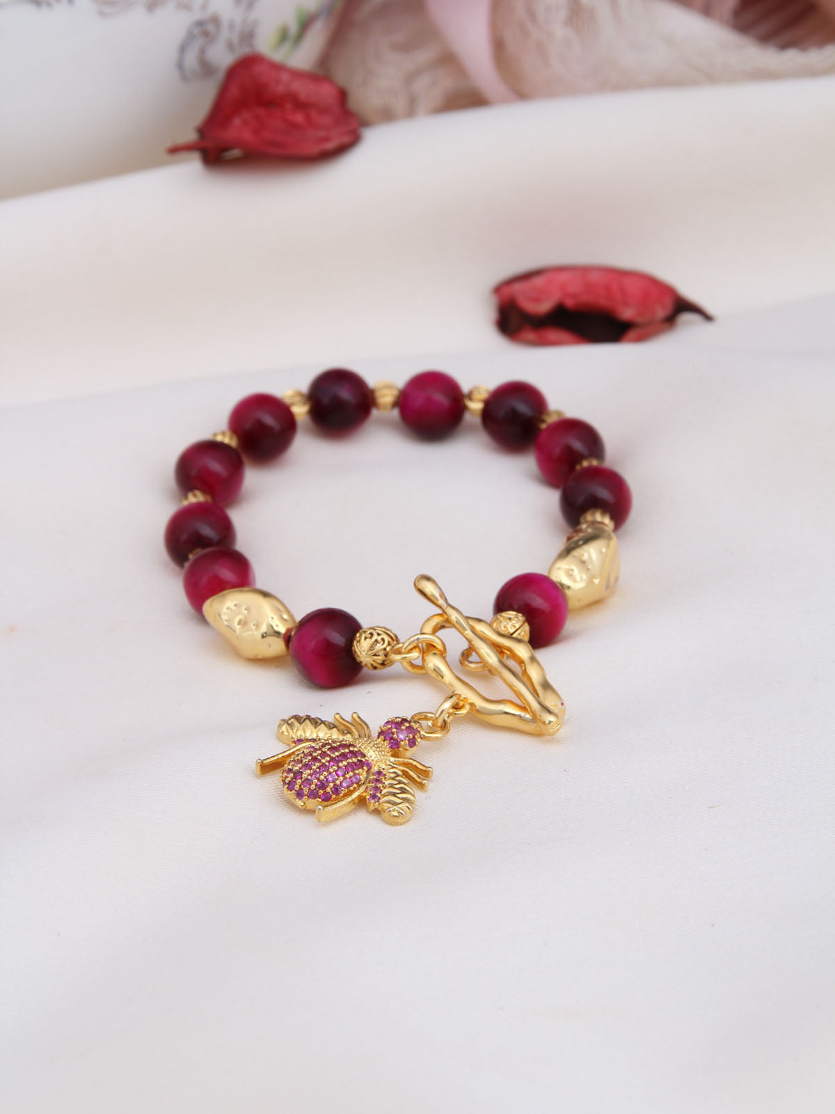 Tiger Eyes & Zircon Bracelet
