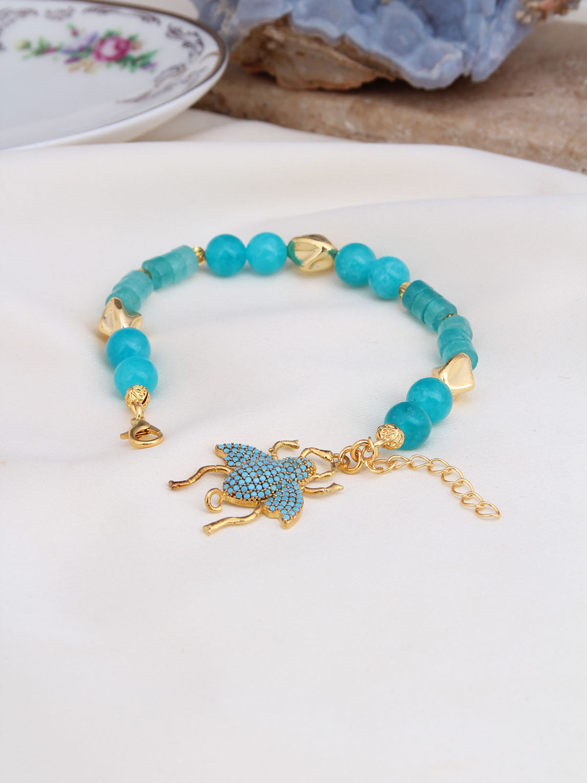 Natural Stone & Zircon Bracelet