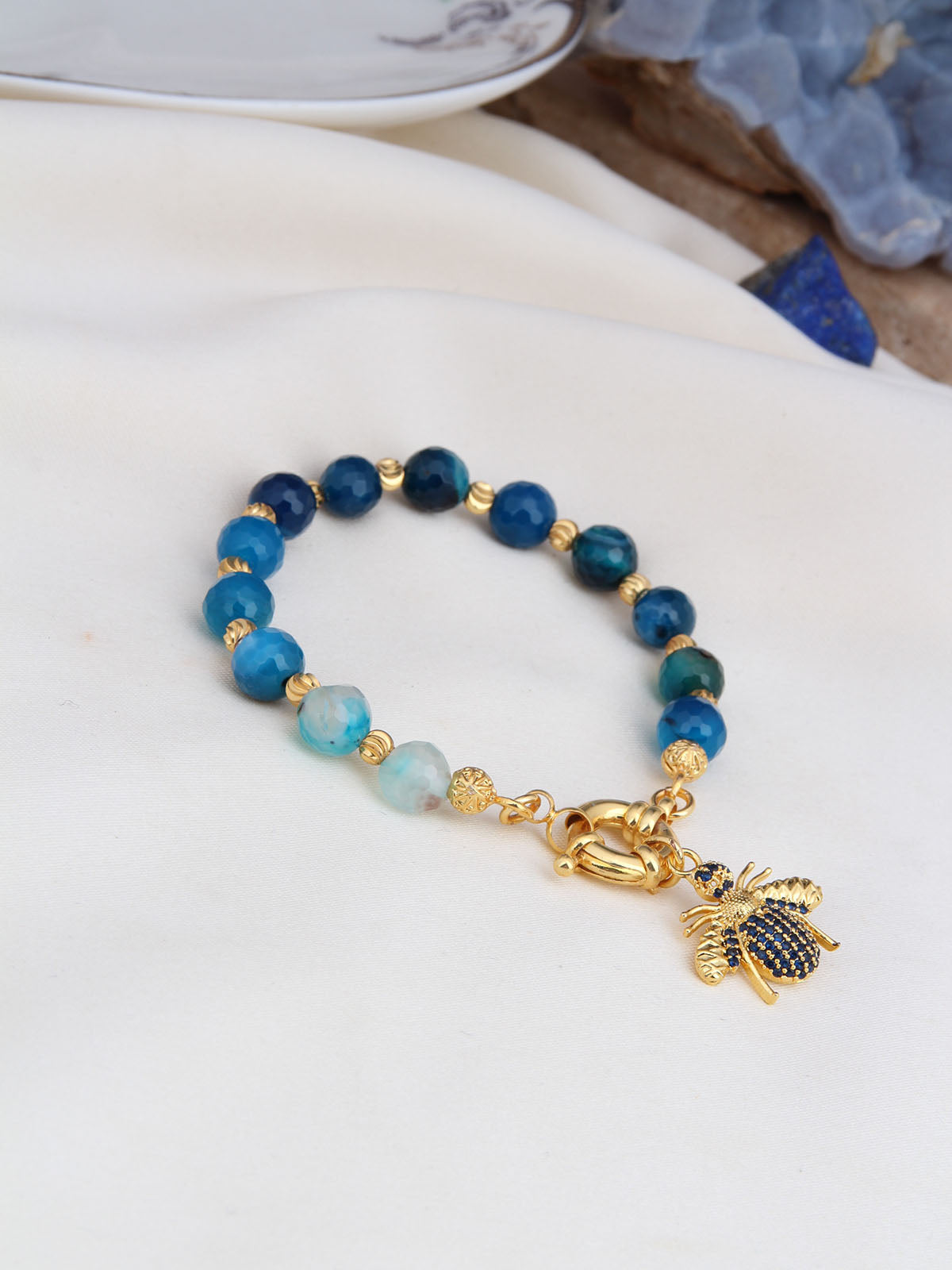 Blue Agate & Zircon Bracelet