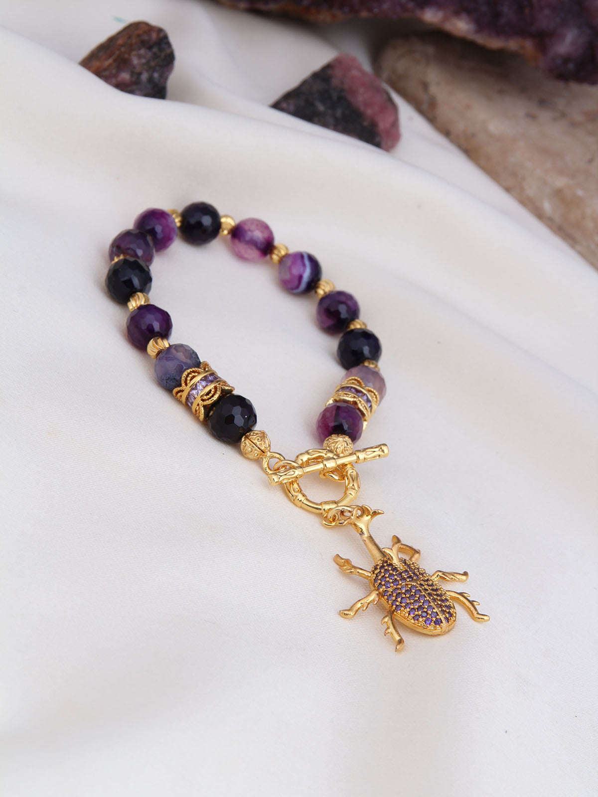 Purple Agate & Zircon Bracelet