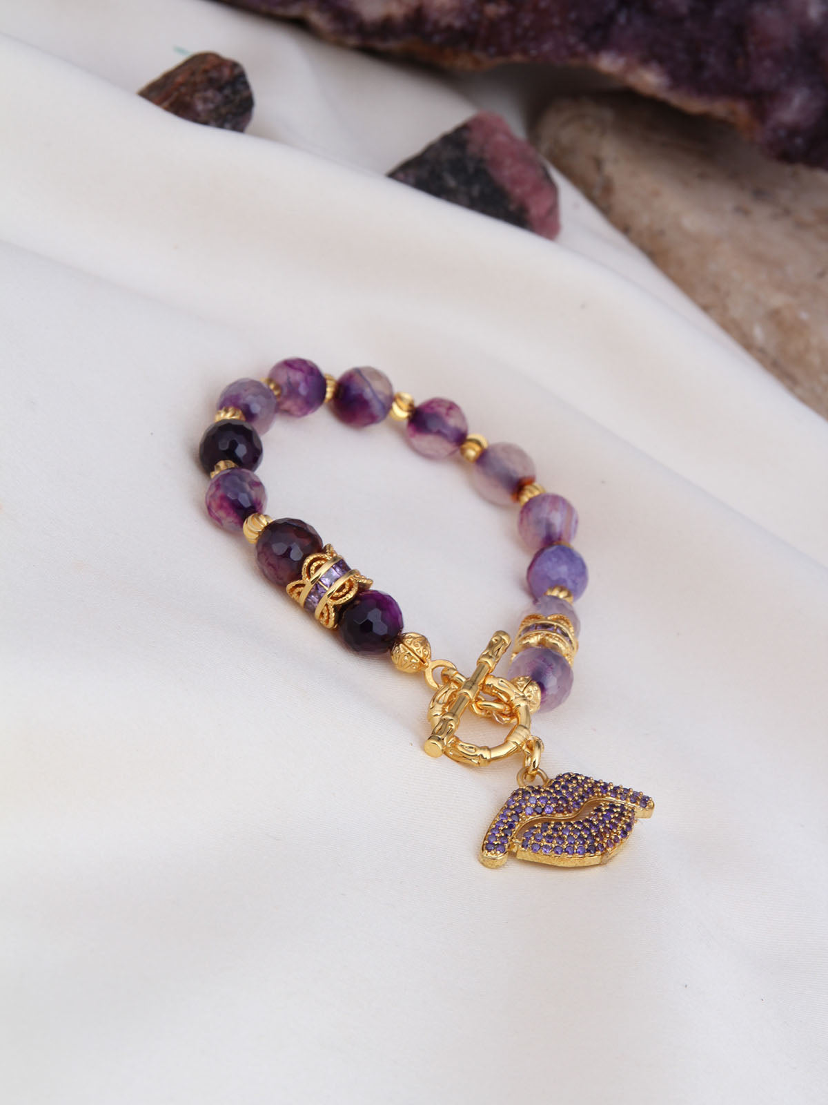 Purple Agate & Zircon Bracelet