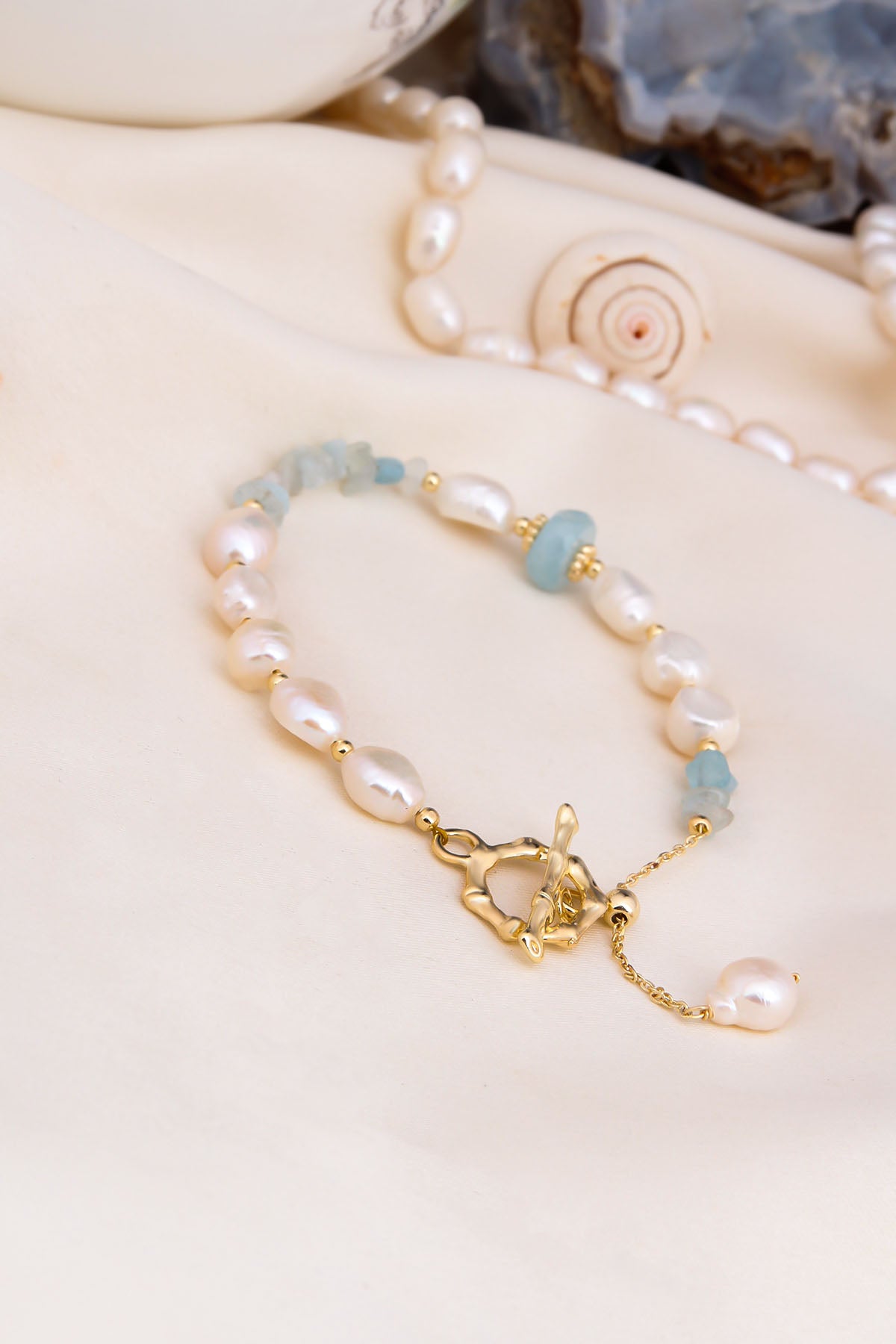 Pearl & Aquamarine Bracelet