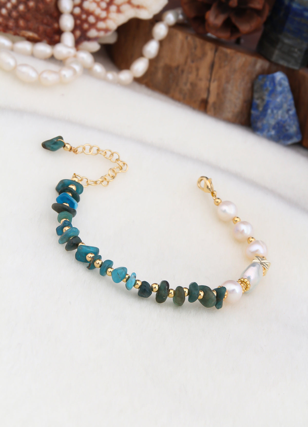 Blue Opal & Pearl Bracelet