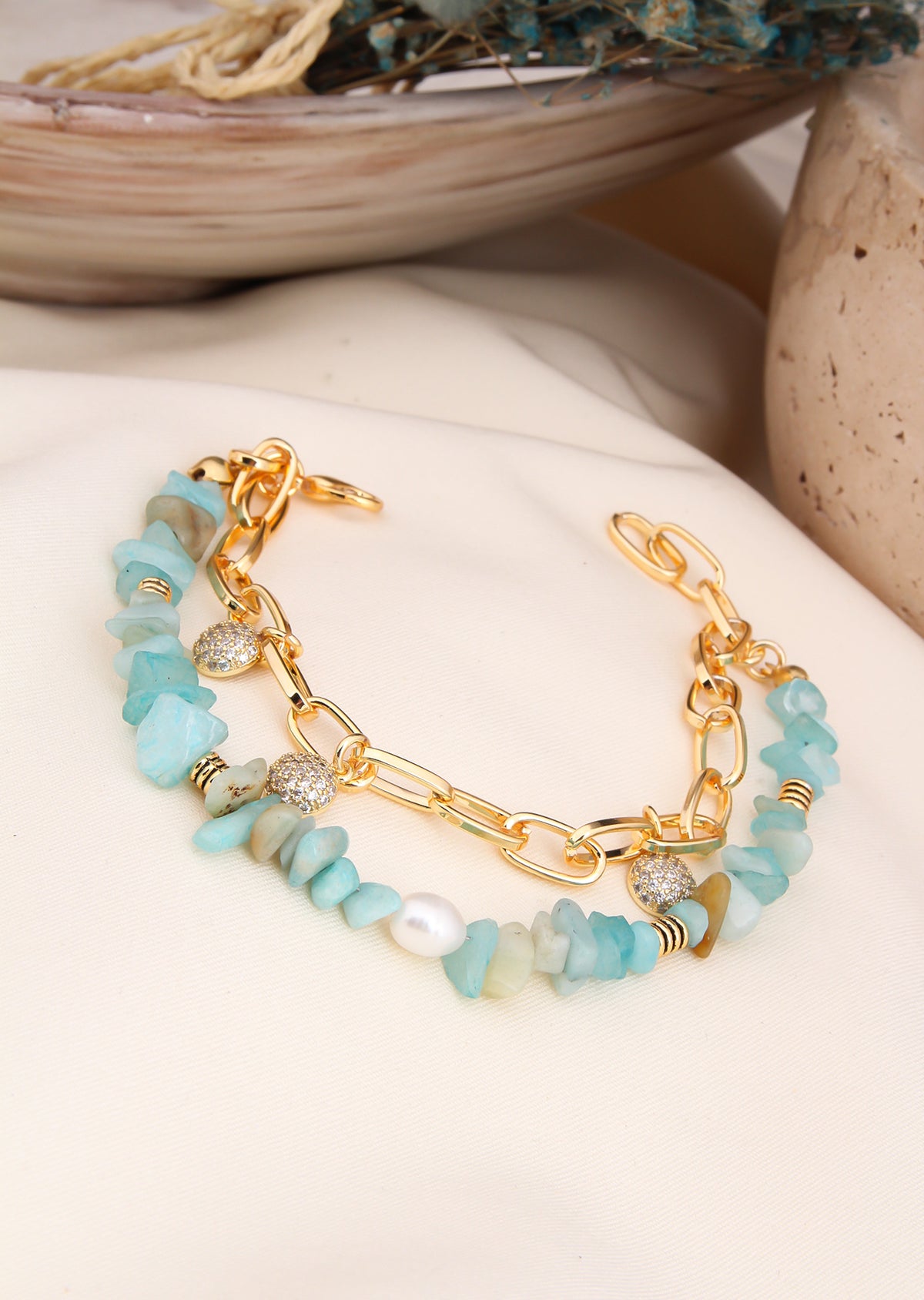 Light Blue & Pearl Bracelet