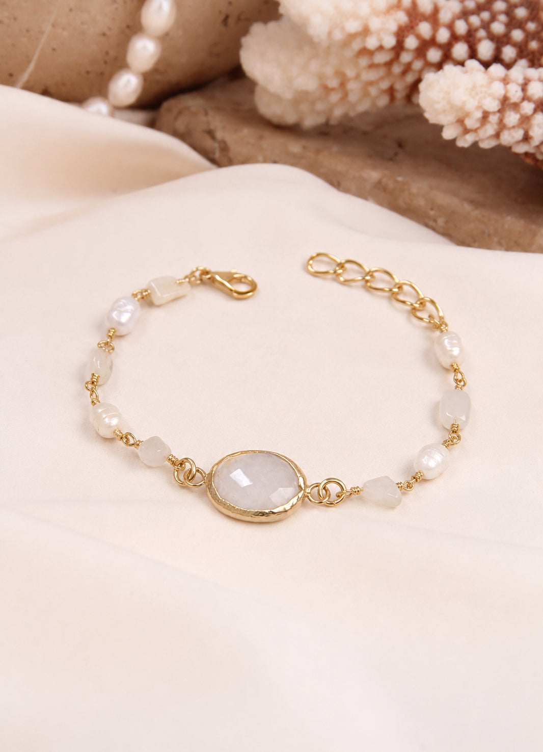 MoonStone & Pearl Bracelet