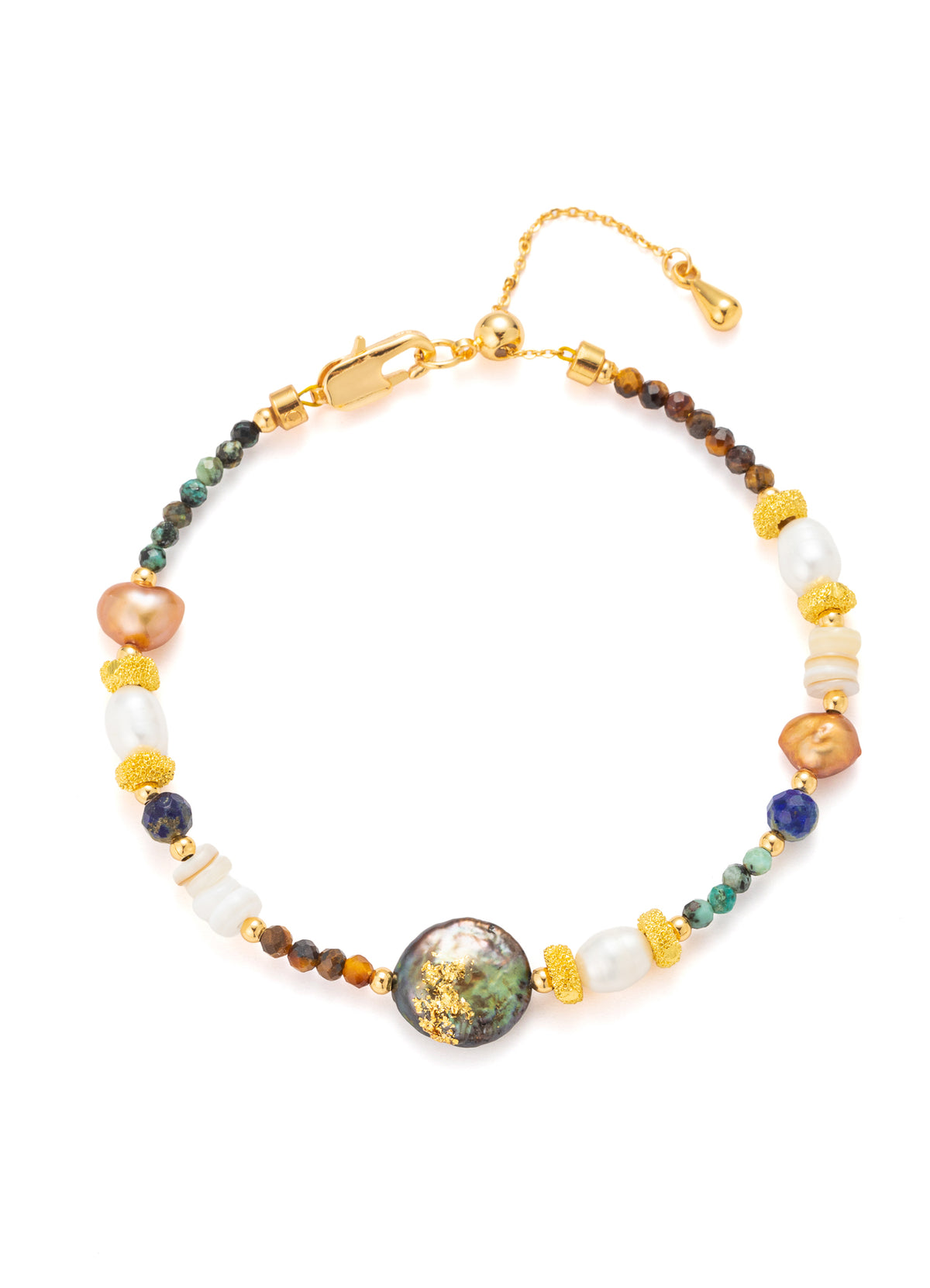 Pearl & Turquoise & Tiger Eyes Bracelet
