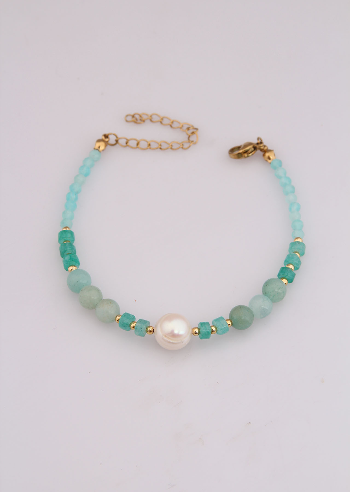 Amazonit & Pearl Bracelet