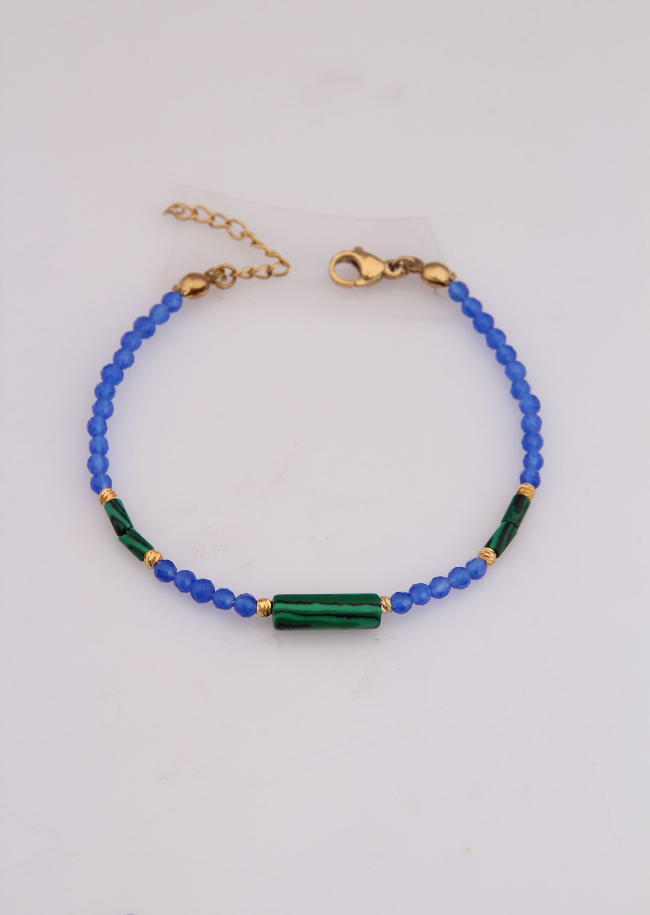 Blue Quartz & Malahite Bracelet