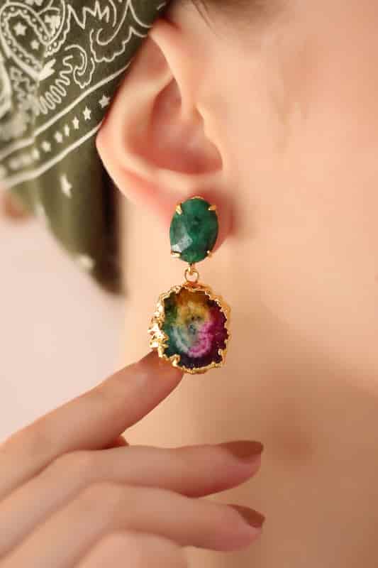 Agate & Quartz Boucles d'oreilles