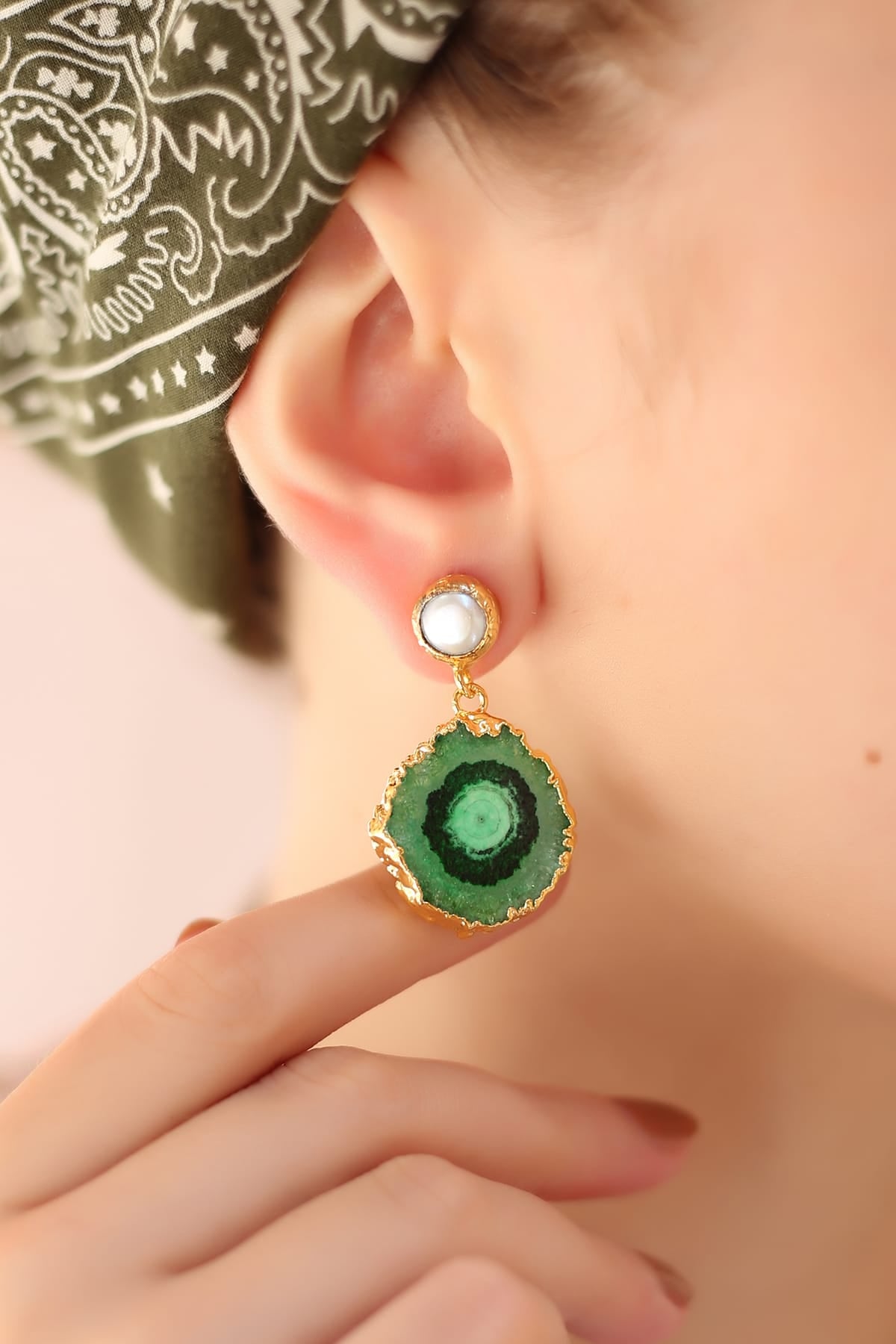 Agate & Pearl Boucles d'oreilles