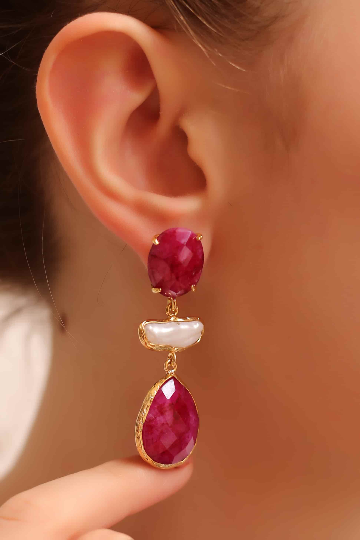 Agate & Pearl Boucles d'oreilles