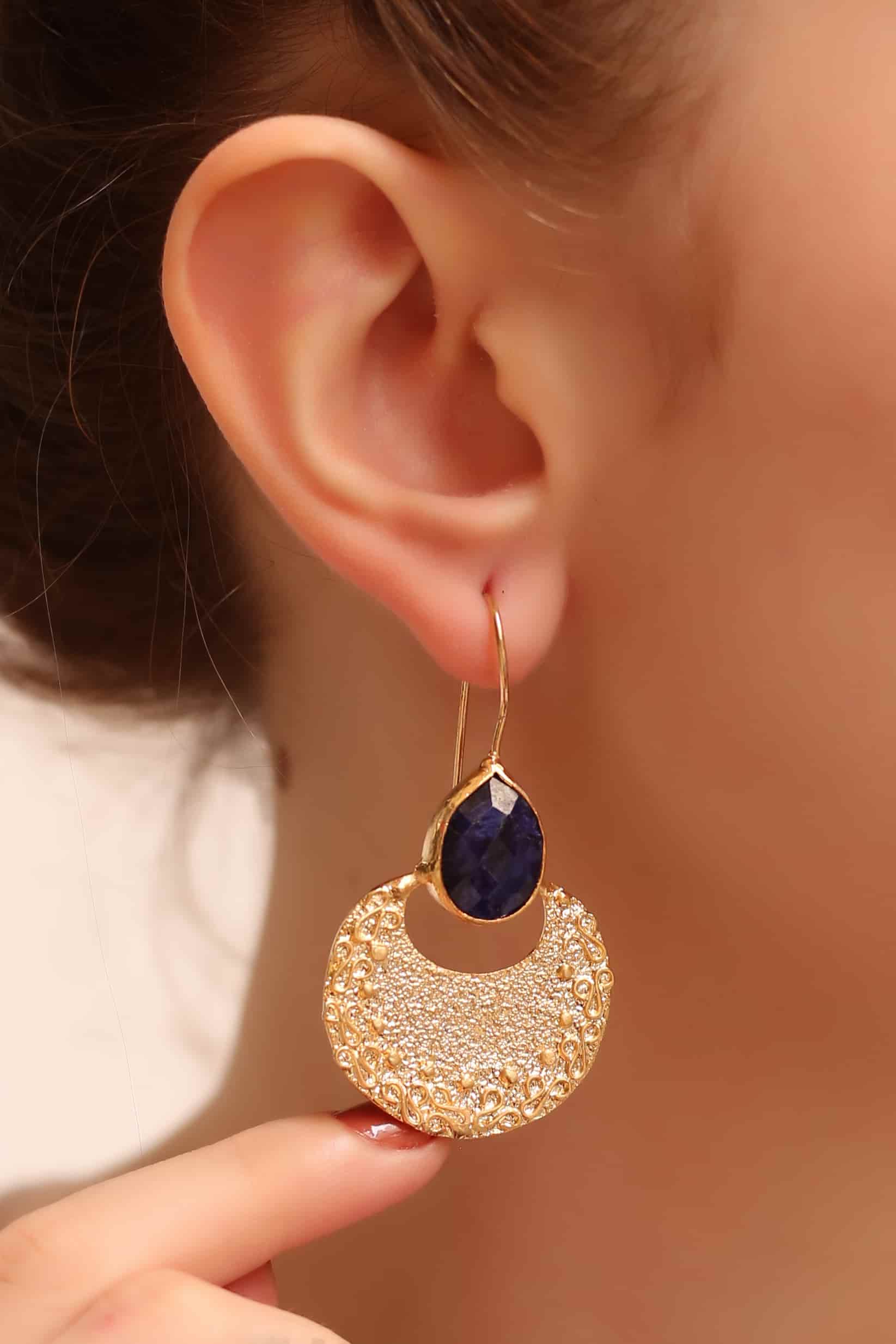 saphire Boucles d'oreilles