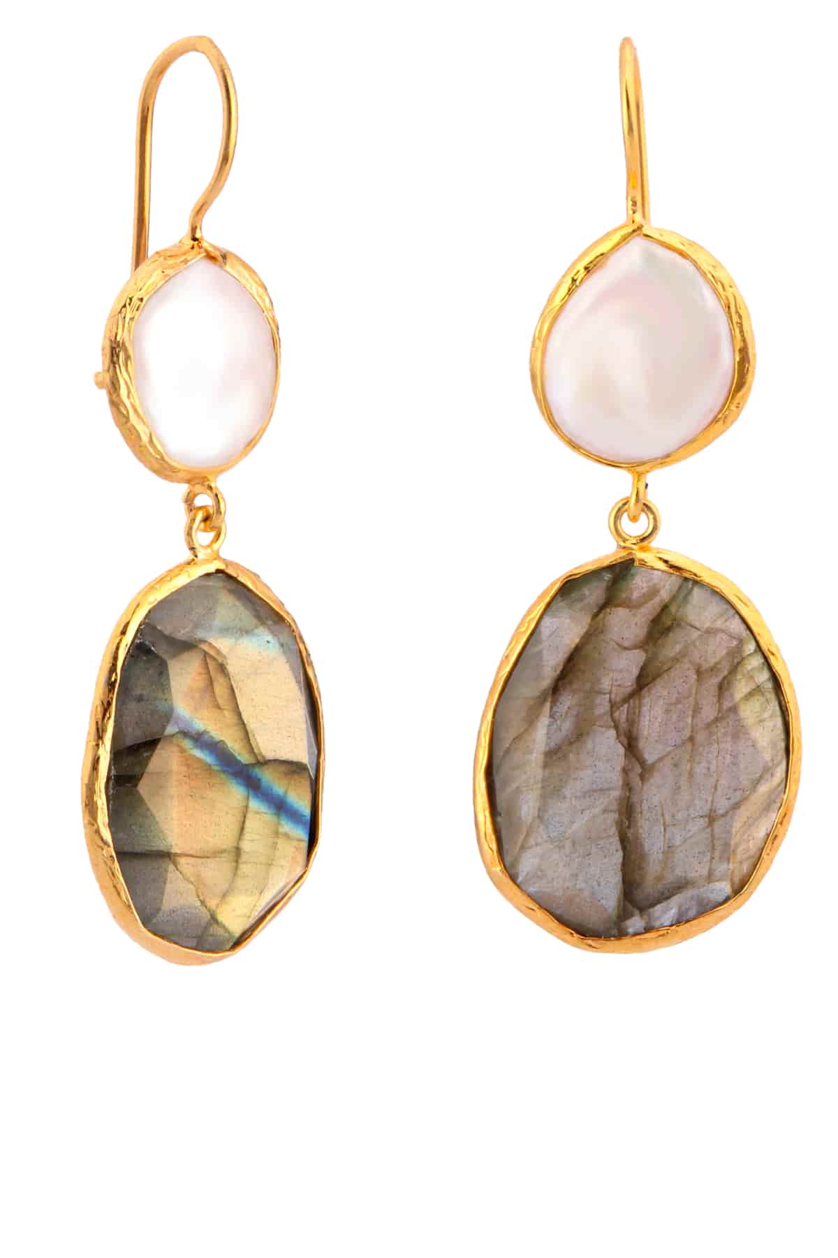Pearl & Labradorite Boucles d'oreilles