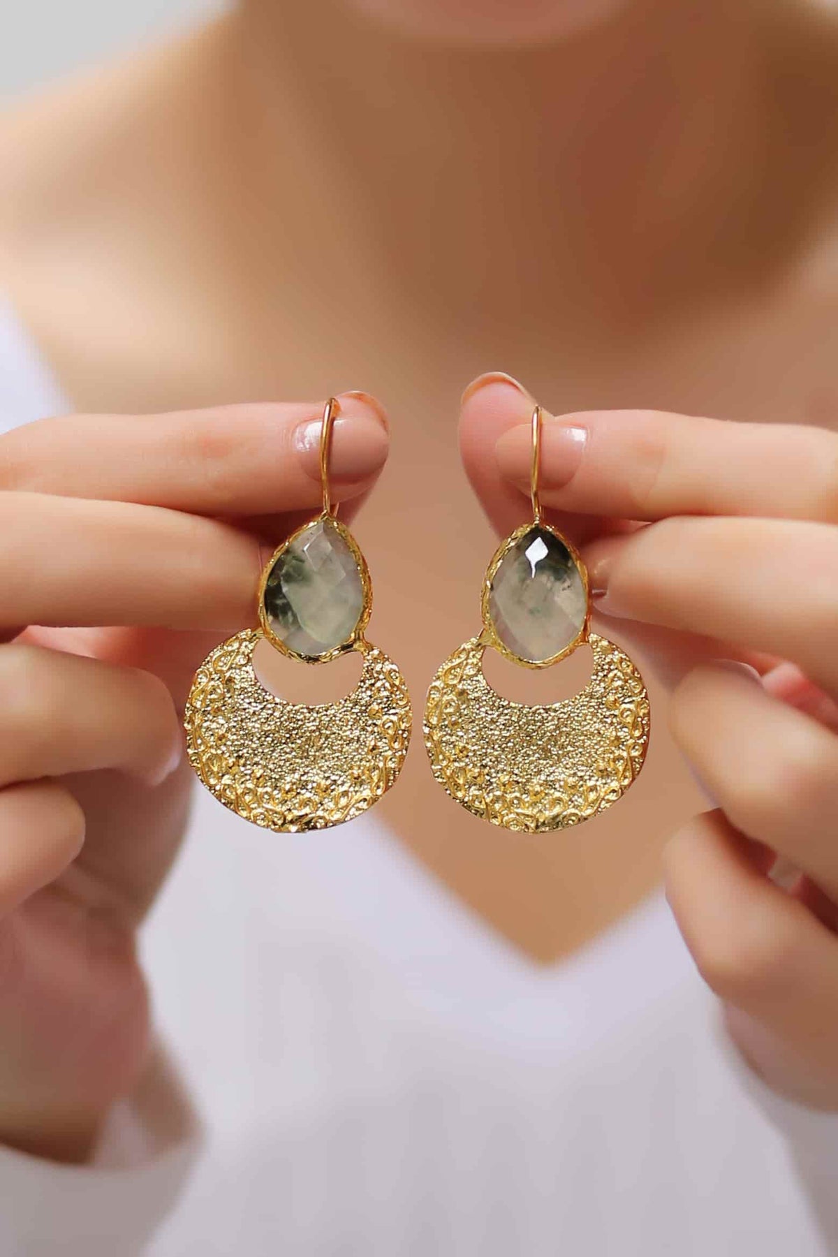 Prehnite Boucles d'oreilles