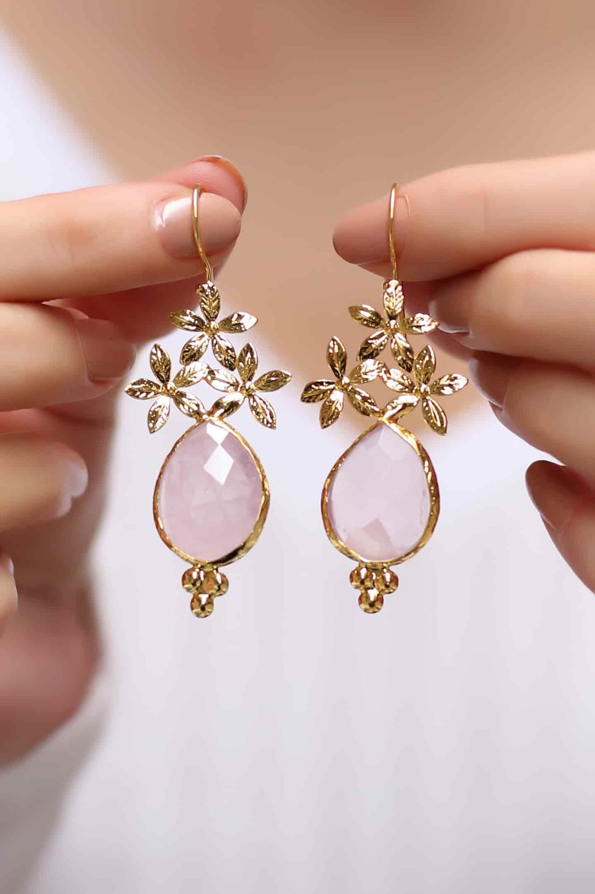 Pink Quartz Boucles d'oreilles