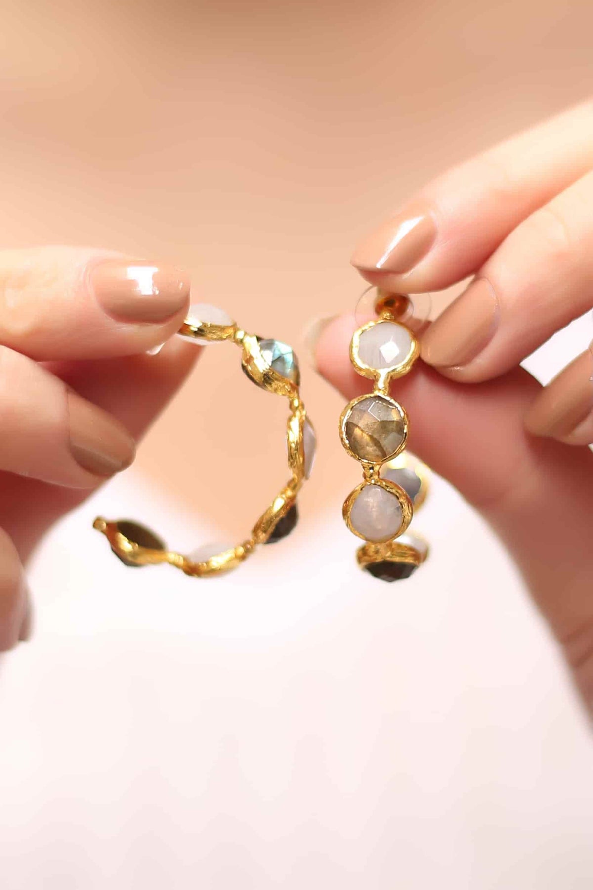 Labradorite & Moon stone Boucles d'oreilles