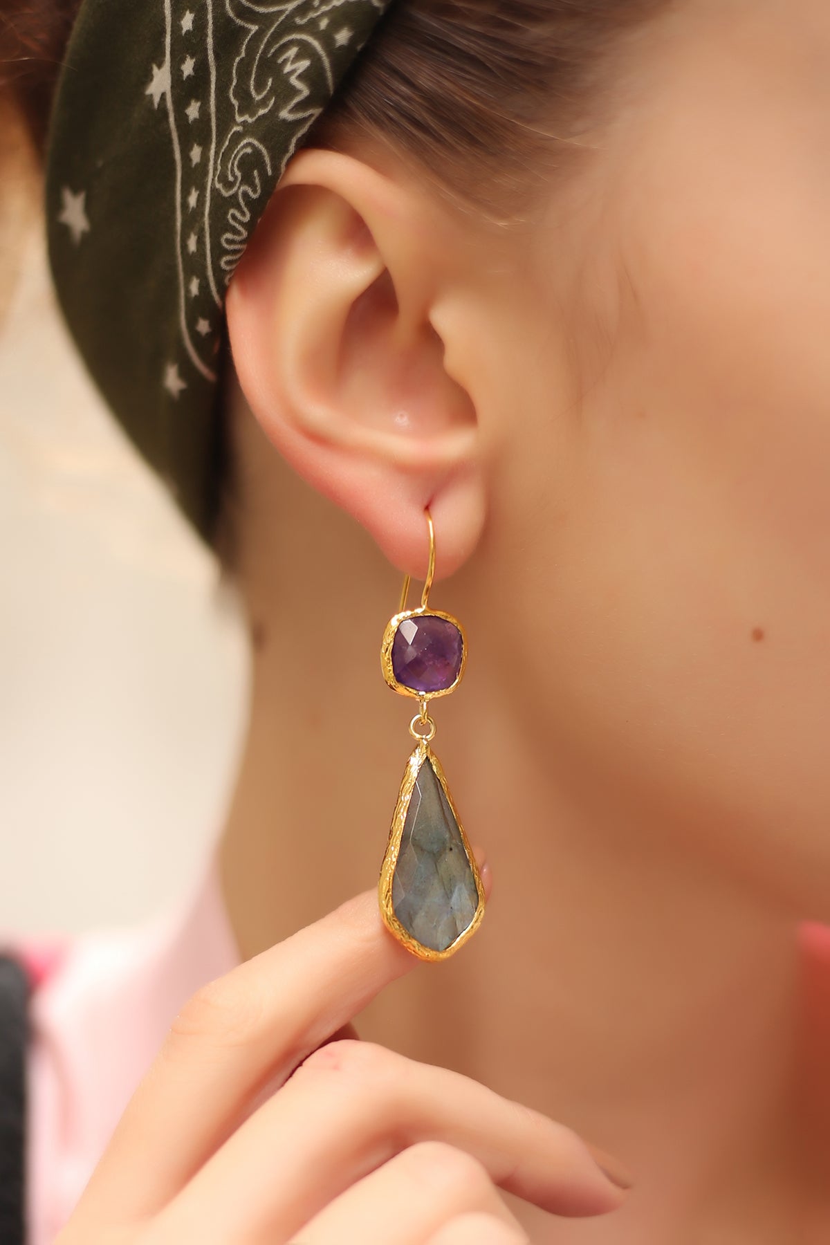 Amethyst & Labradorite Boucles d'oreilles