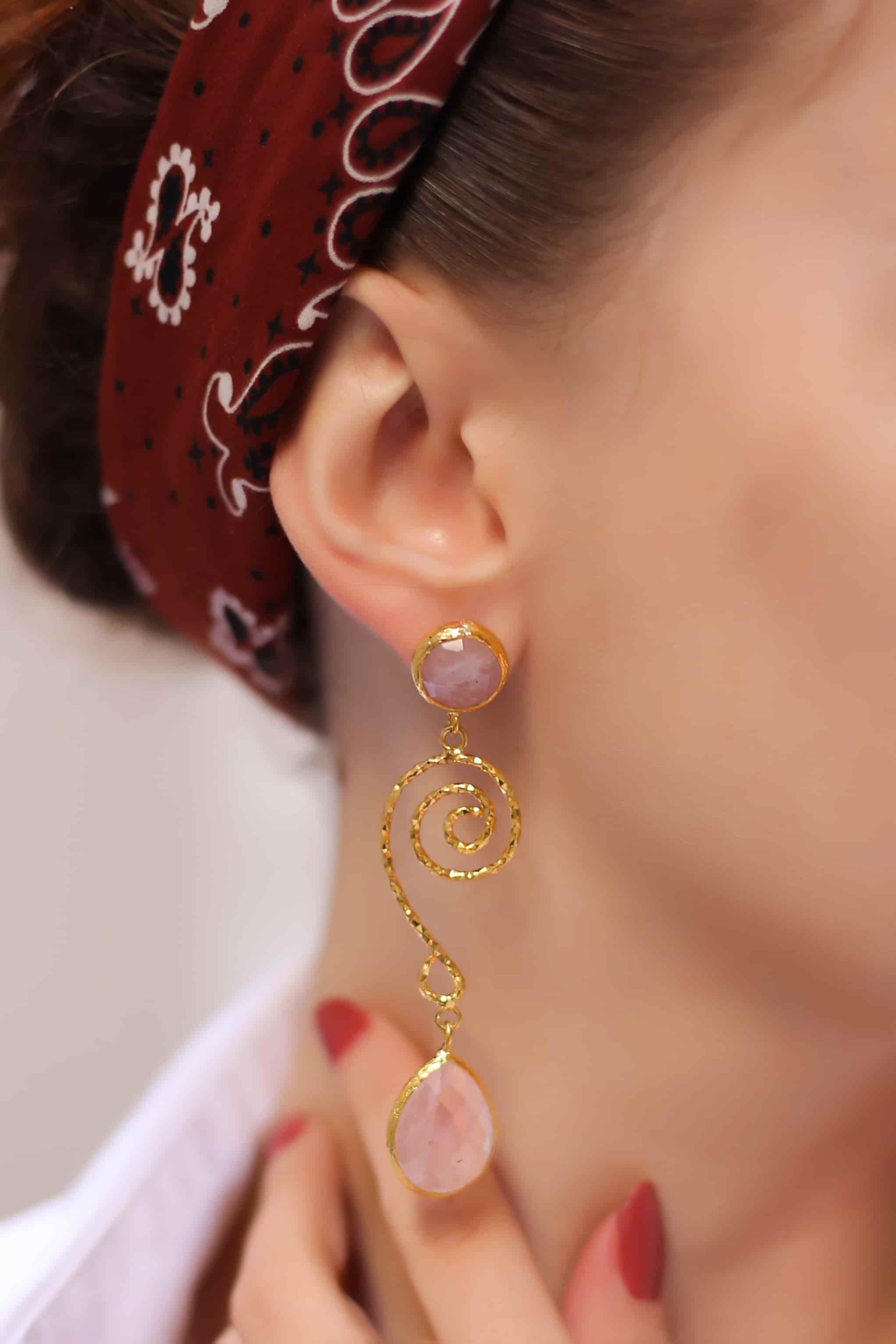 Pink Quartz Boucles d'oreilles