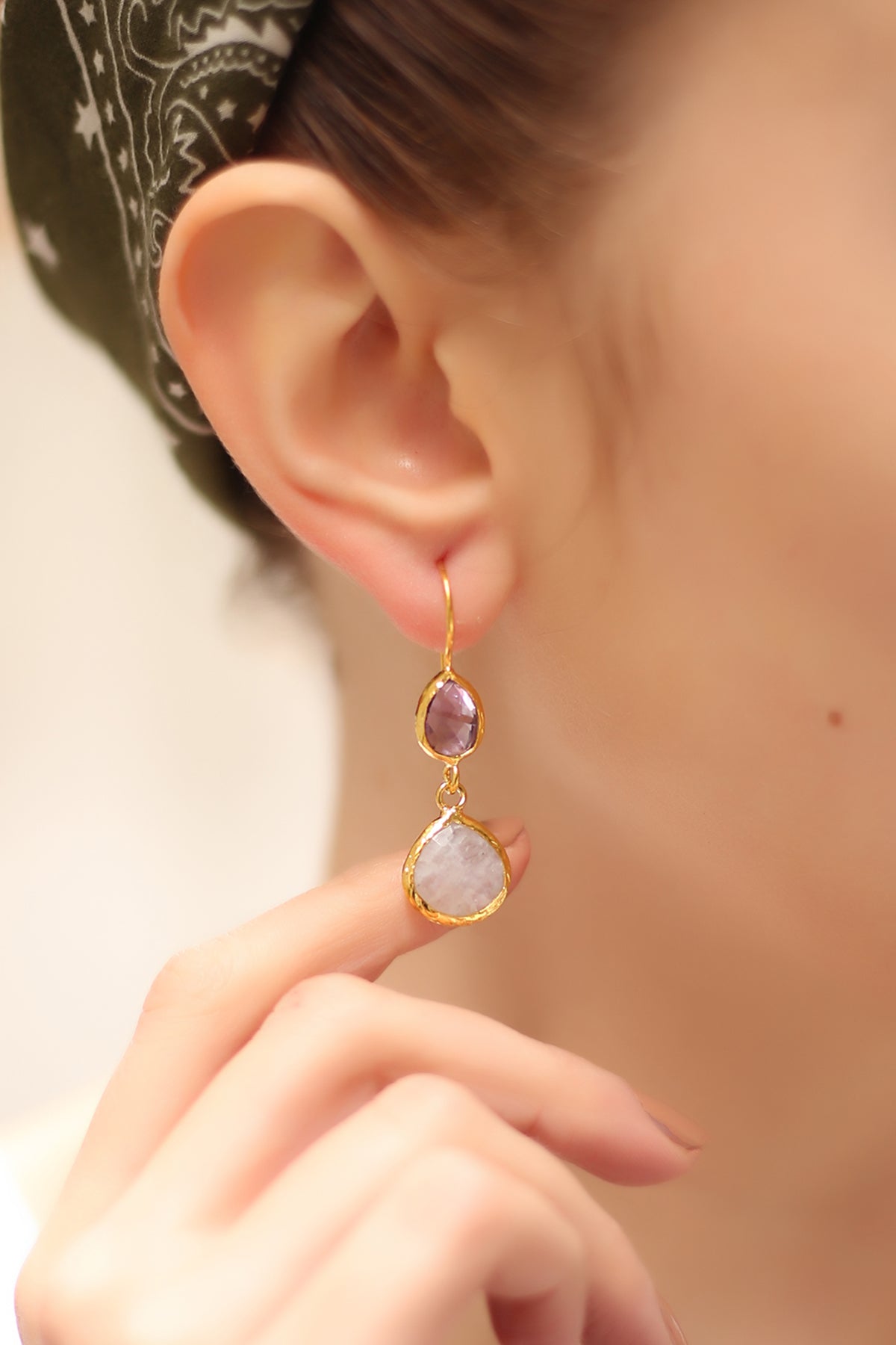 Amethyst & Moonstone Boucles d'oreilles