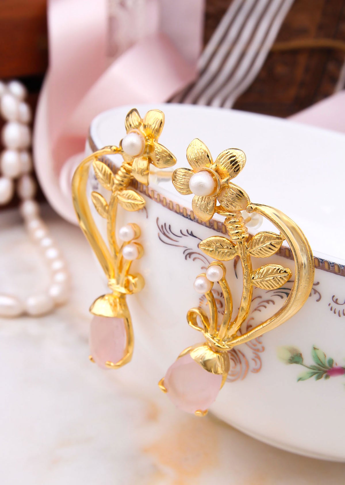 Pink Quartz Boucles d'oreilles