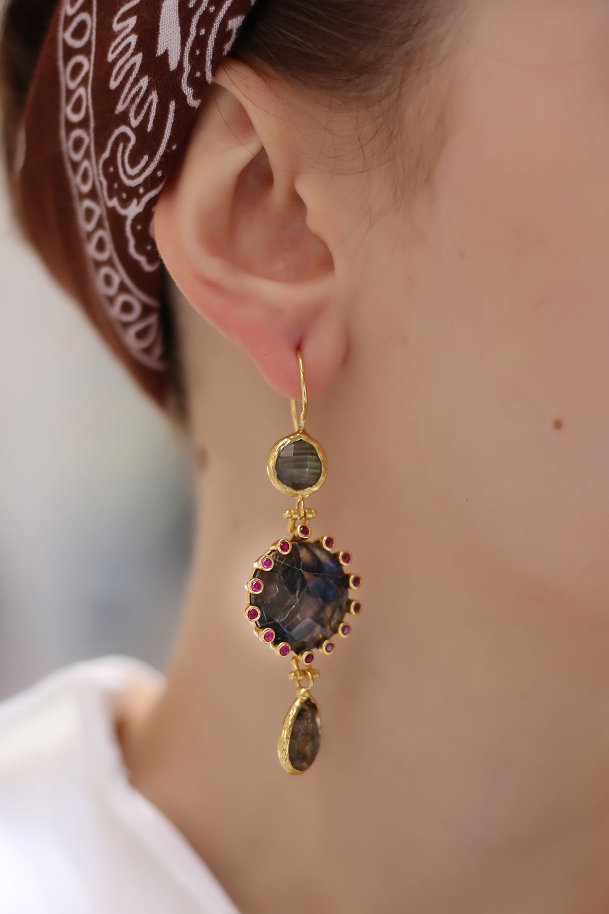 Labradorite & Zircon Boucles d'oreilles