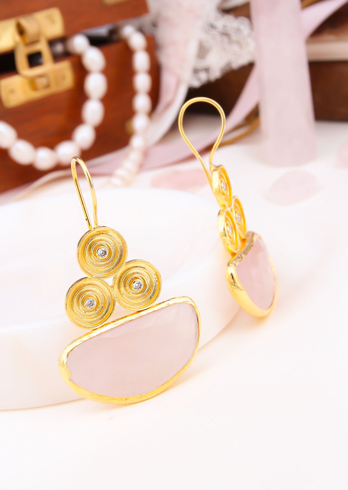 Pink Quartz Boucles d'oreilles