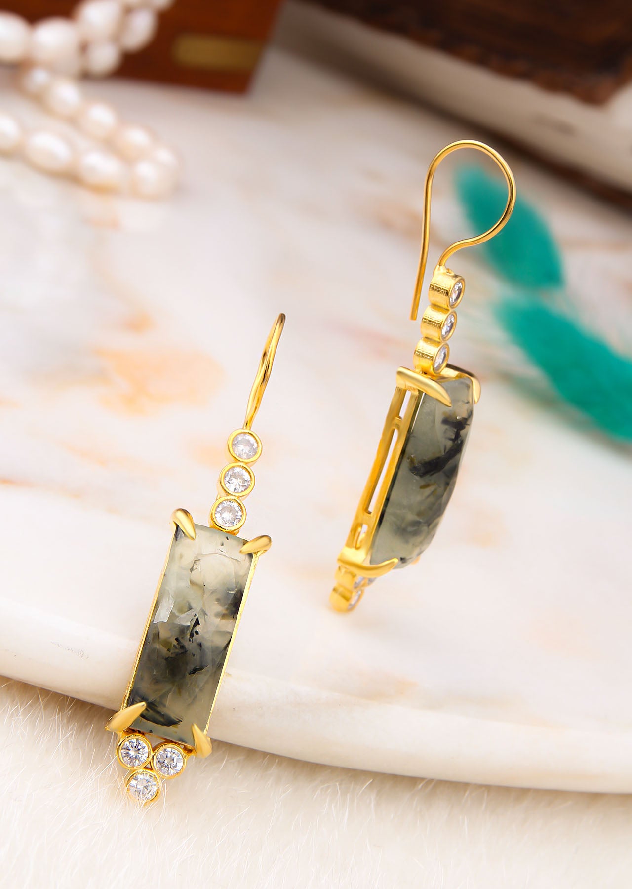 Prehnite Boucles d'oreilles