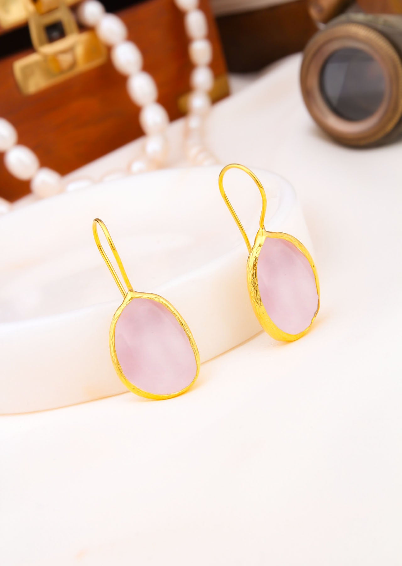 Pink Quartz Boucles d'oreilles