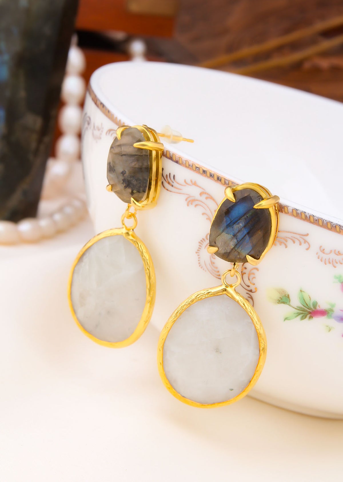 Moonstone & Labrodorite Boucles d'oreilles
