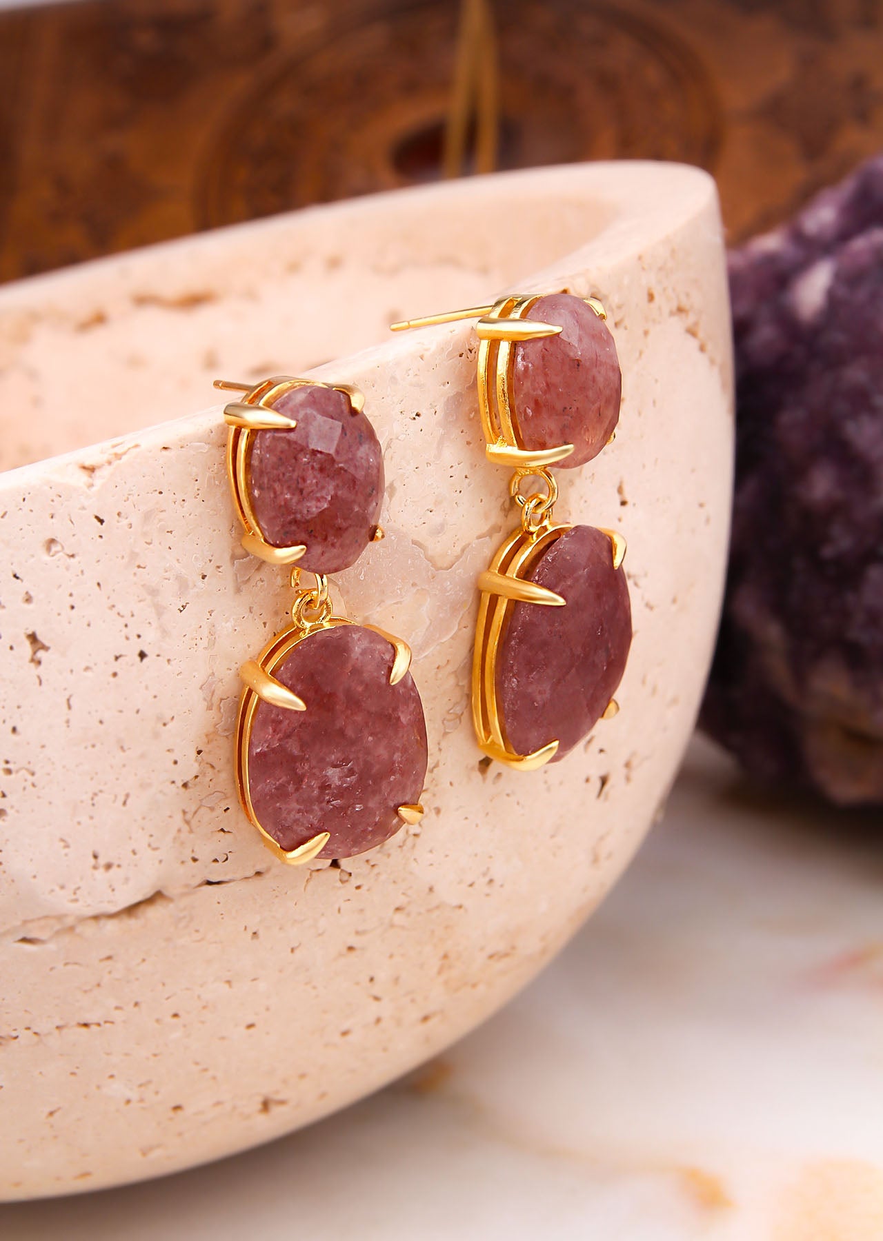 Strawberry Quartz Boucles d'oreilles