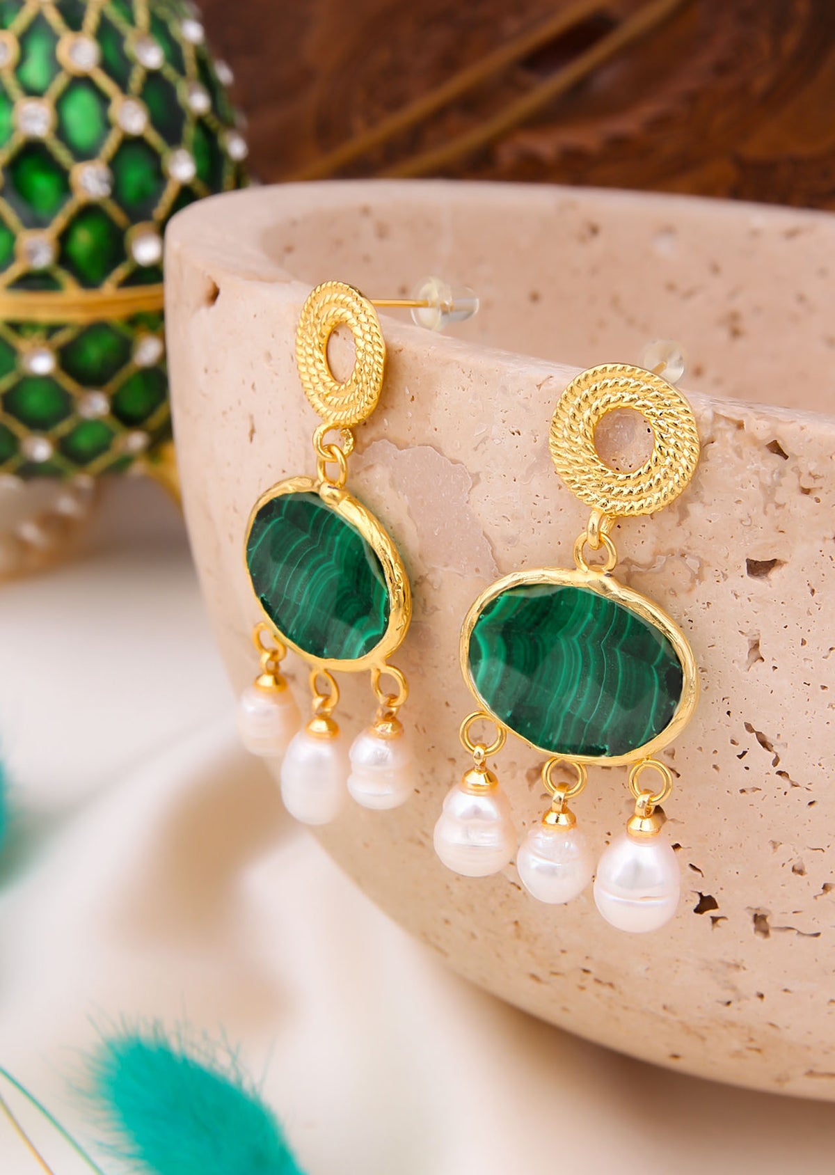 Malachite Boucles d'oreilles