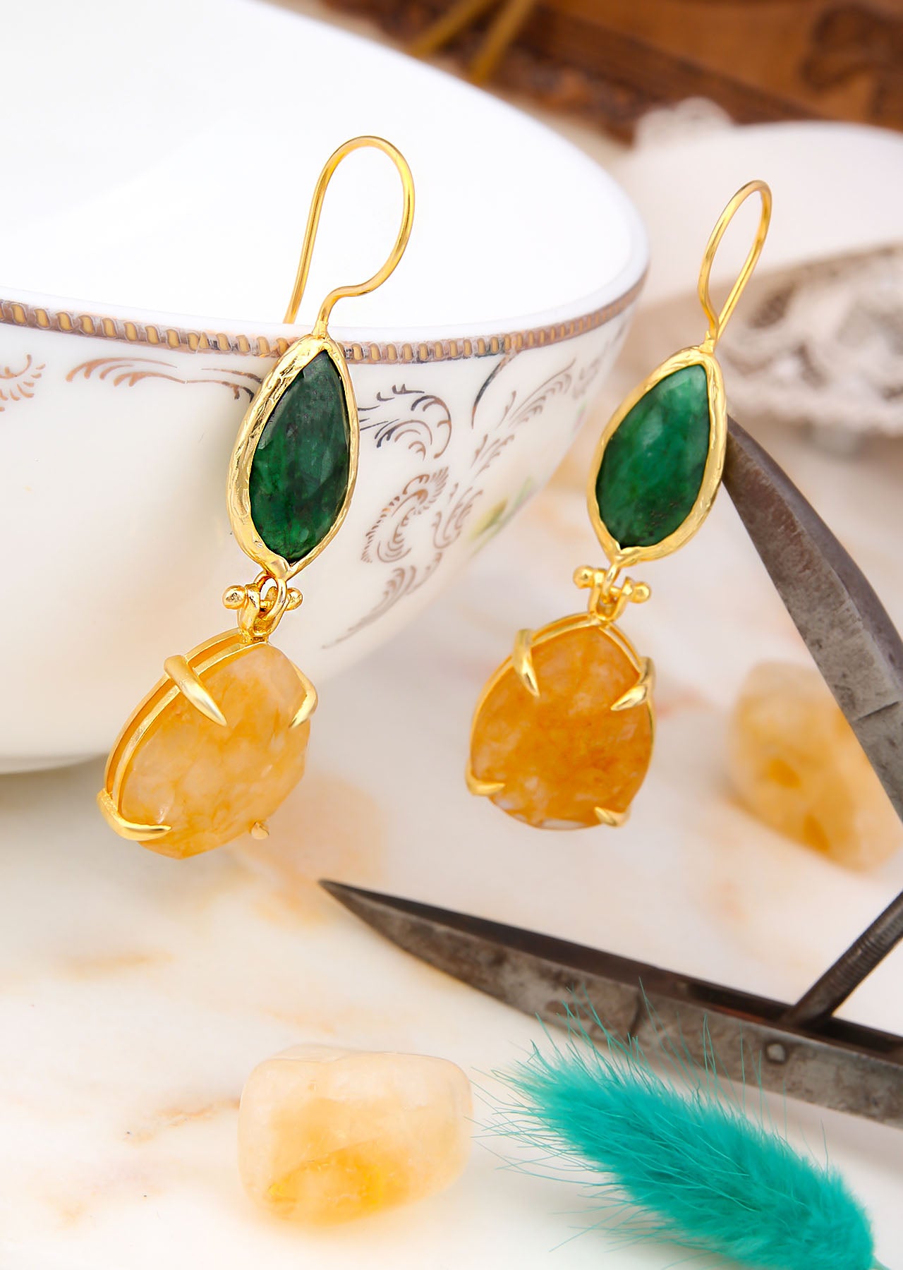 Agate & Sunstone Boucles d'oreilles