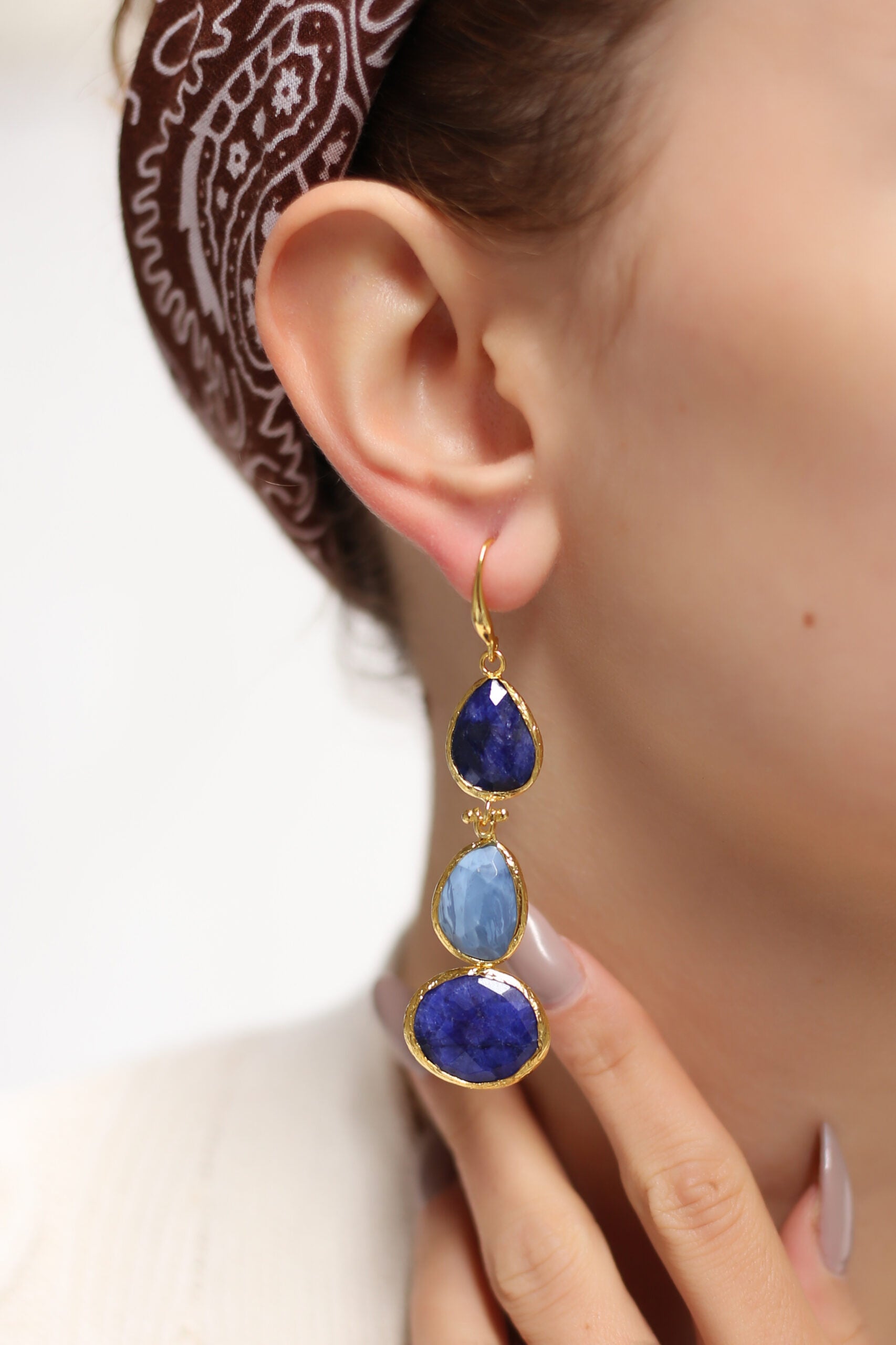 Agate & Blue Opel Boucles d'oreilles