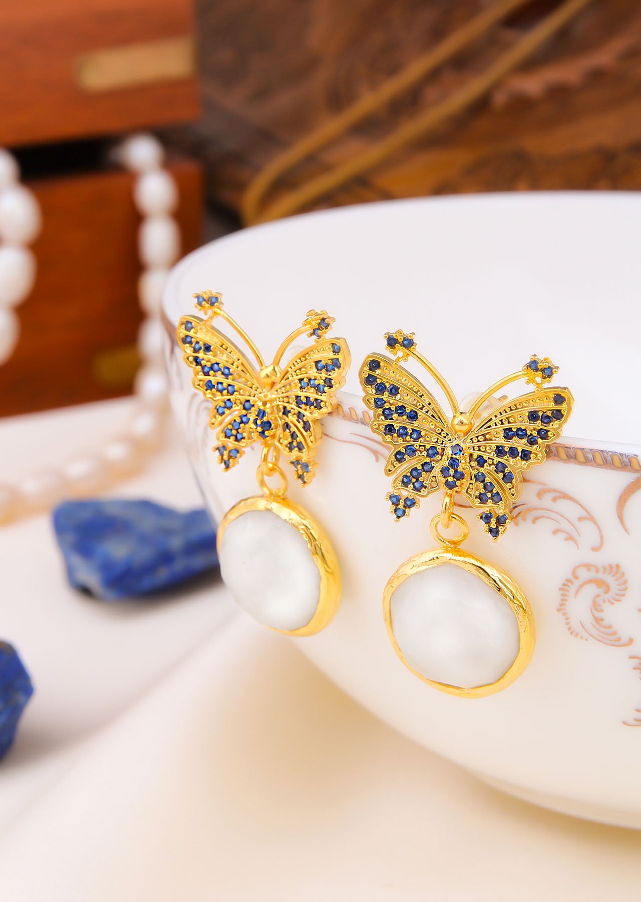 Moonstone & Zicron Boucles d'oreilles