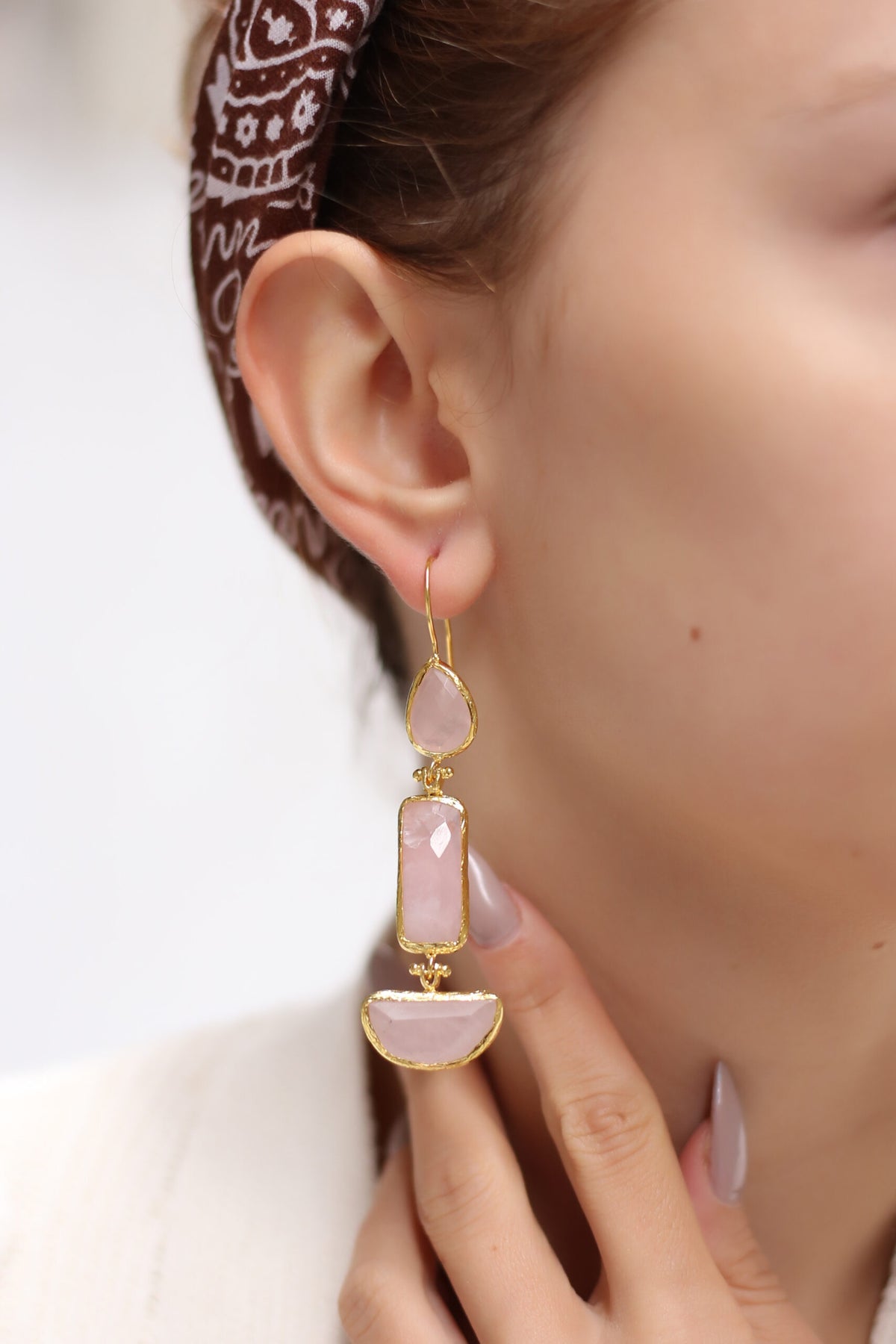 Pink Quartz Boucles d'oreilles