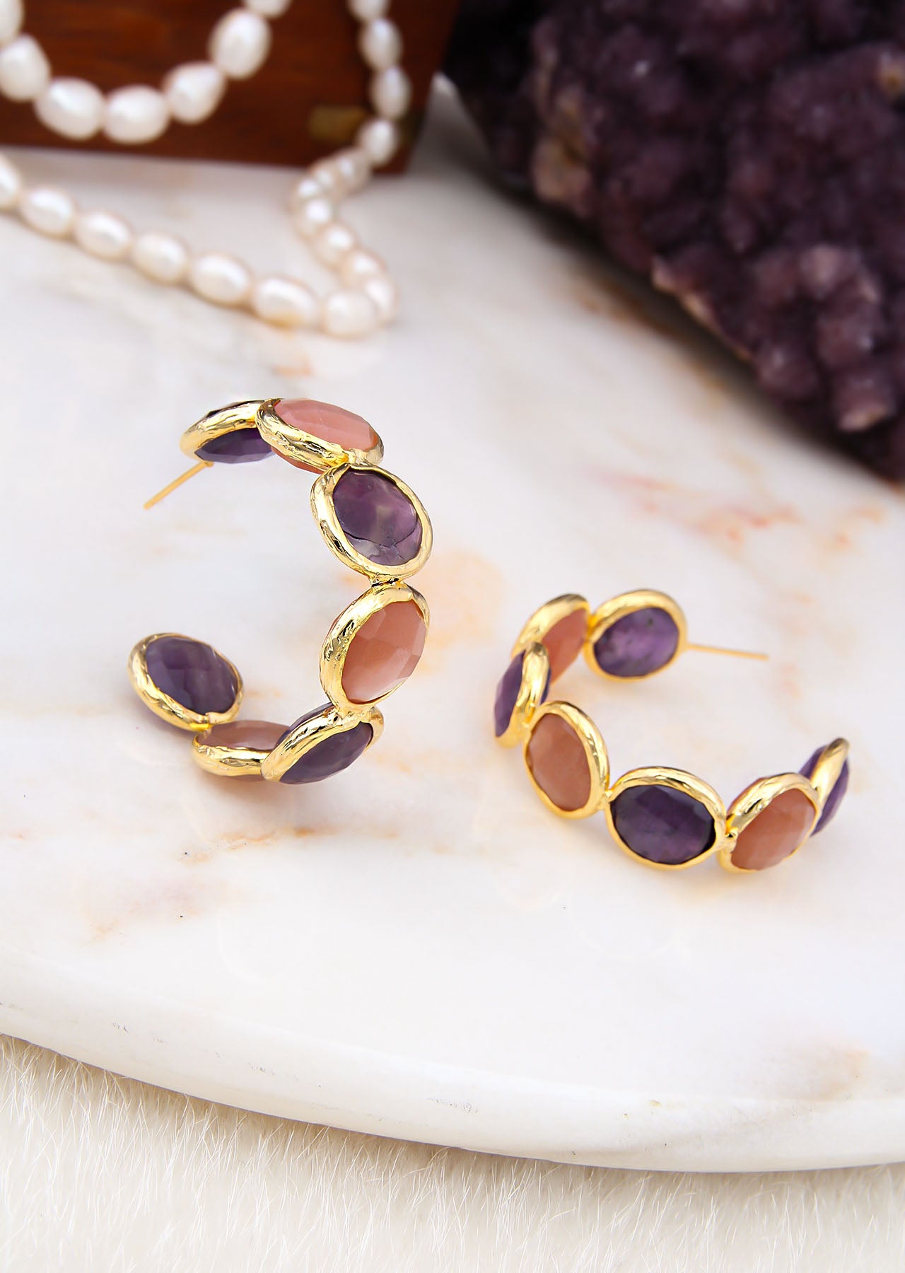 Amethyst & Sunstone Boucles d'oreilles