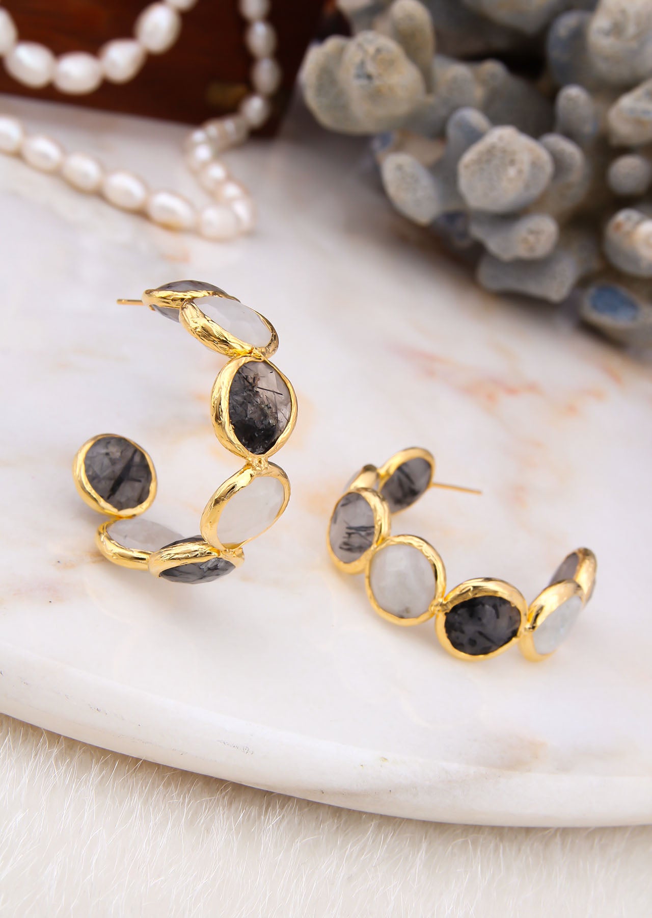 Labrodorit & Moonstone Boucles d'oreilles