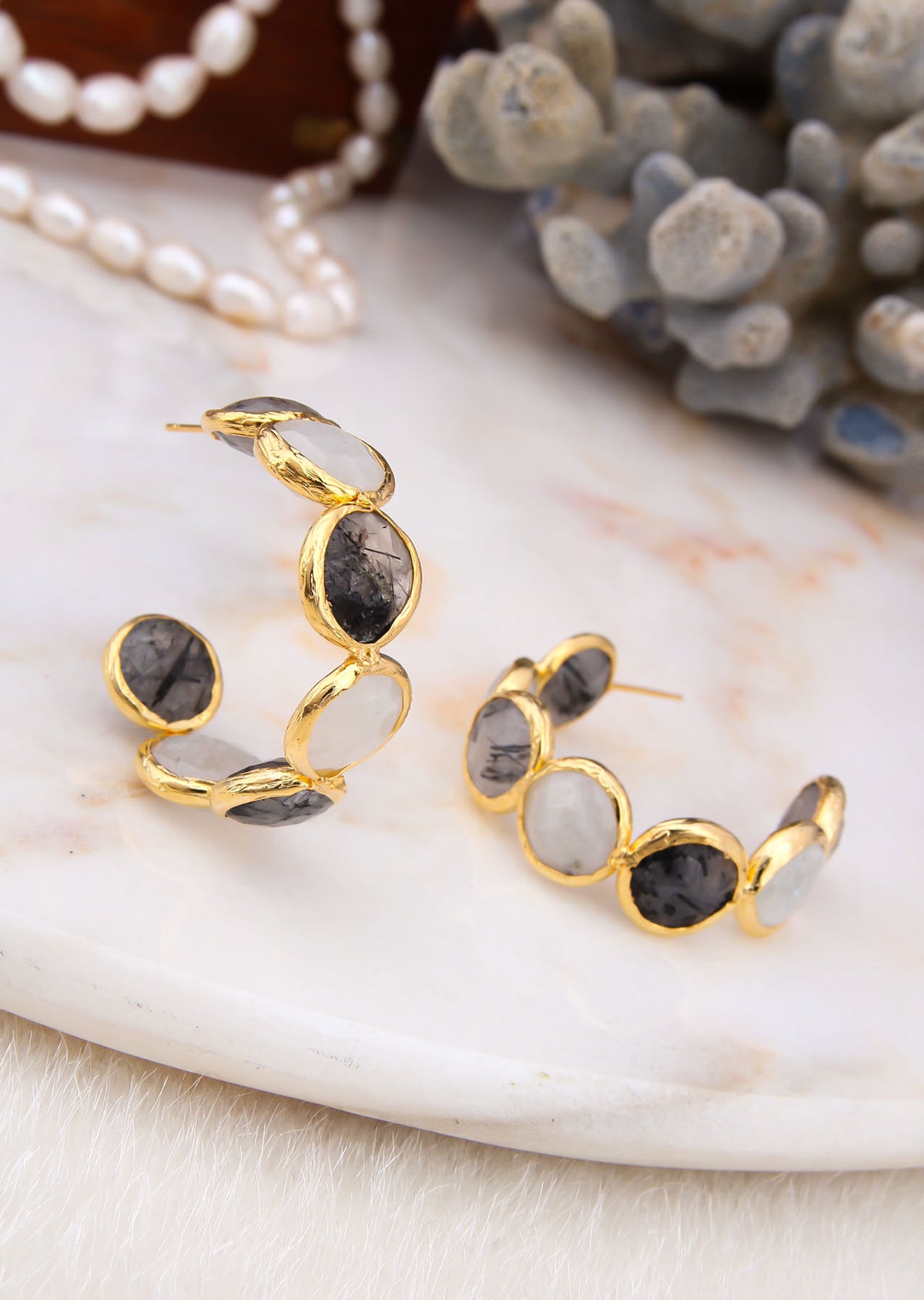 Labrodorit & Moonstone Boucles d'oreilles