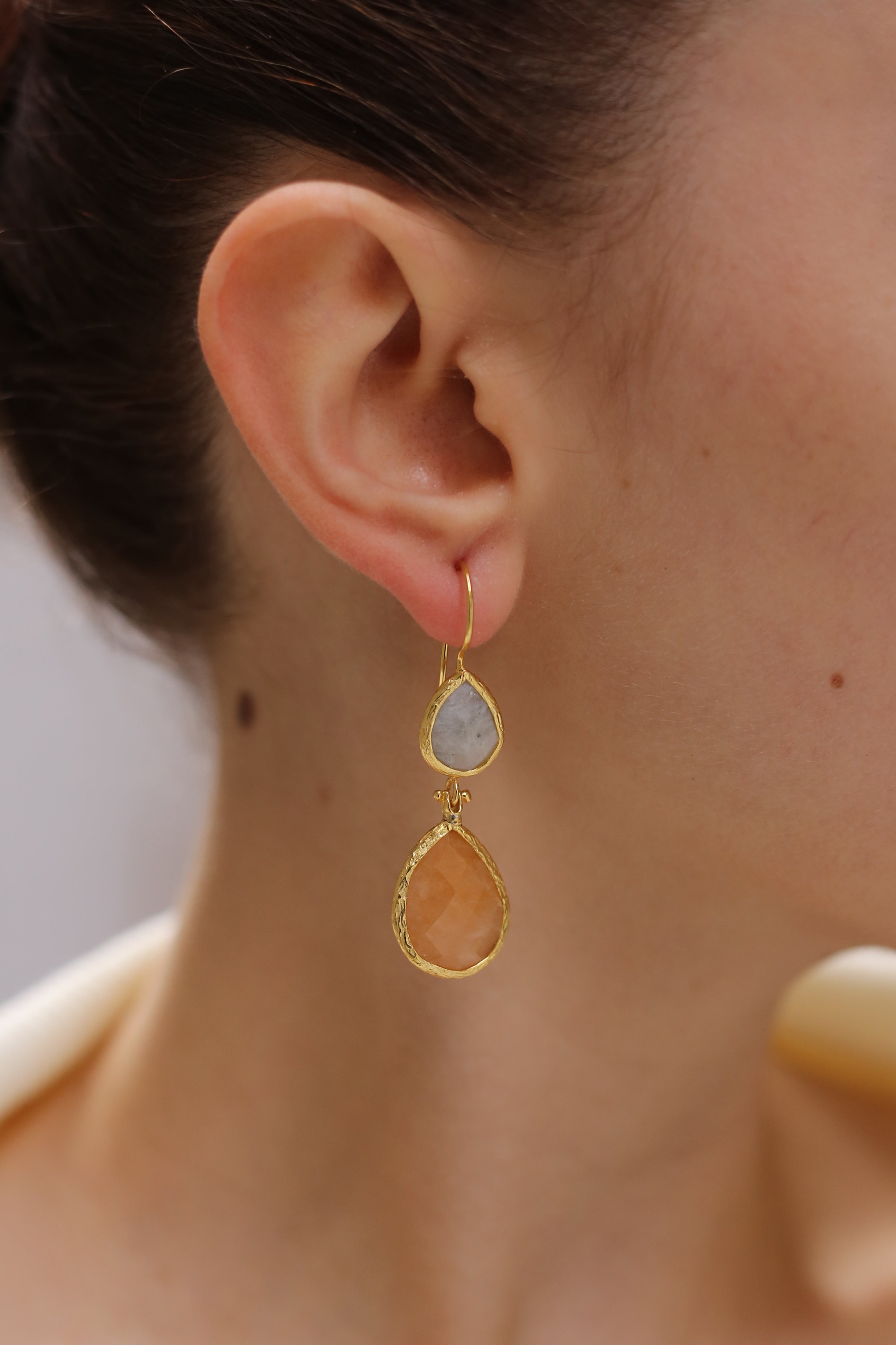 MoonStone & Citrine Boucles d'oreilles