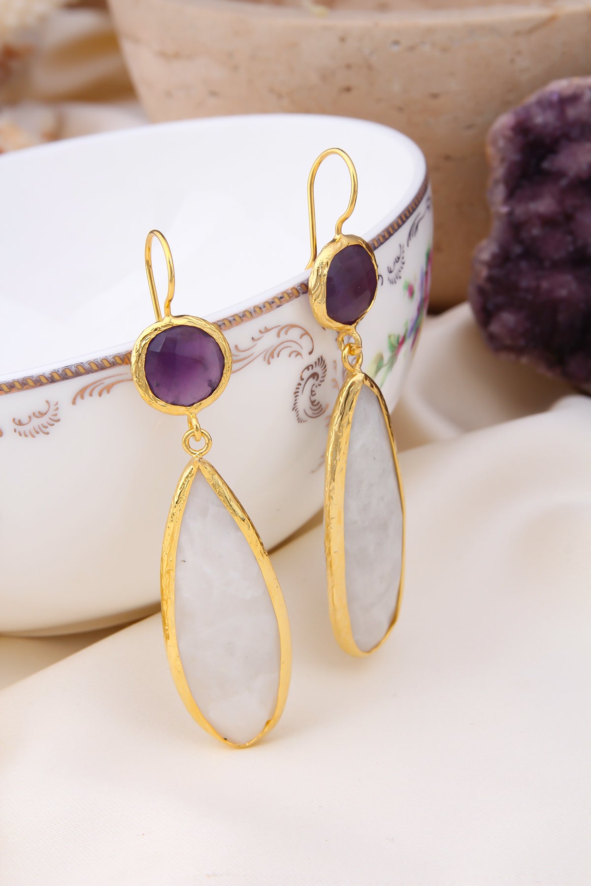 Amethyst &amp; Moonstone Earrings