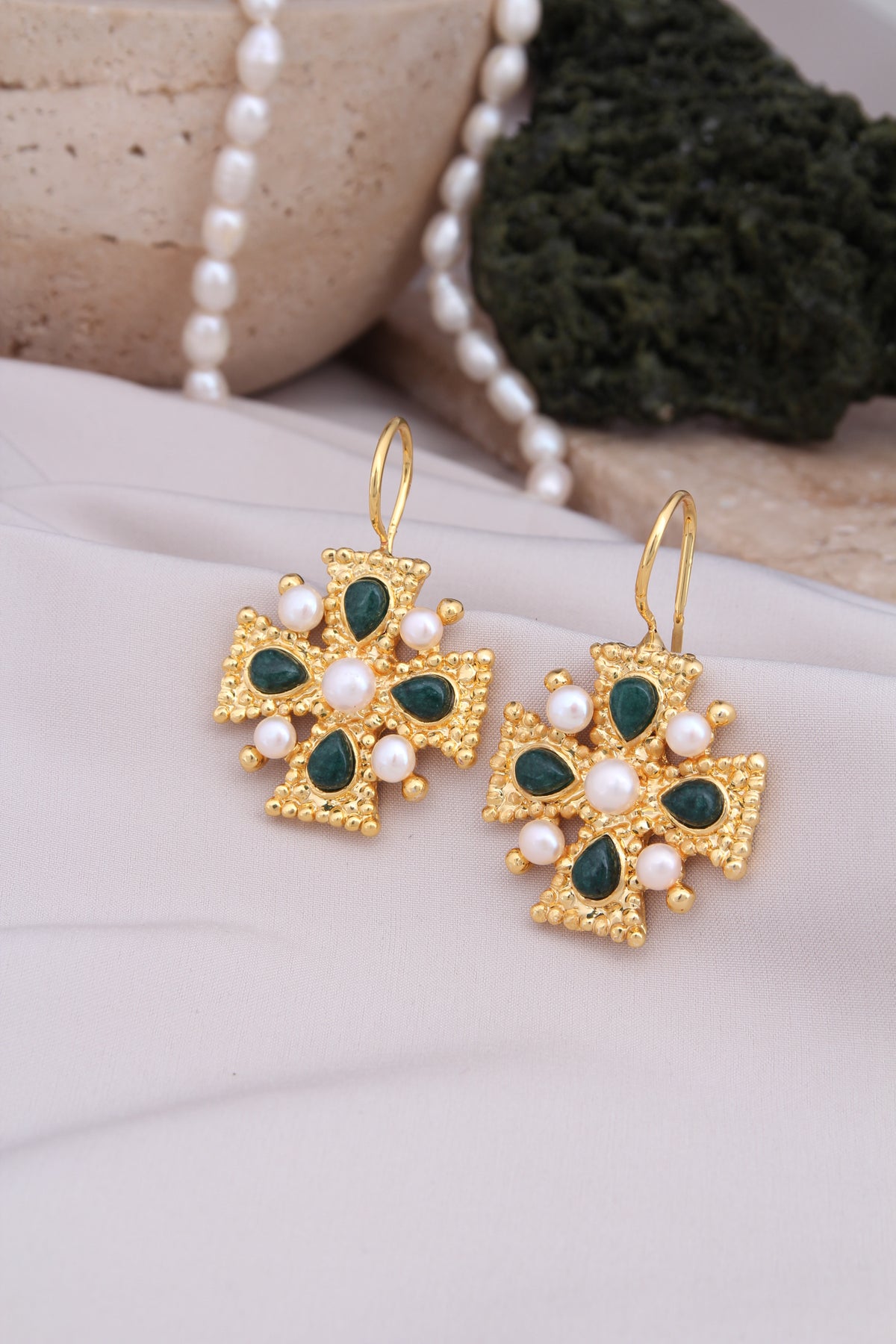 Agate & Pearl Boucle d'oreilles