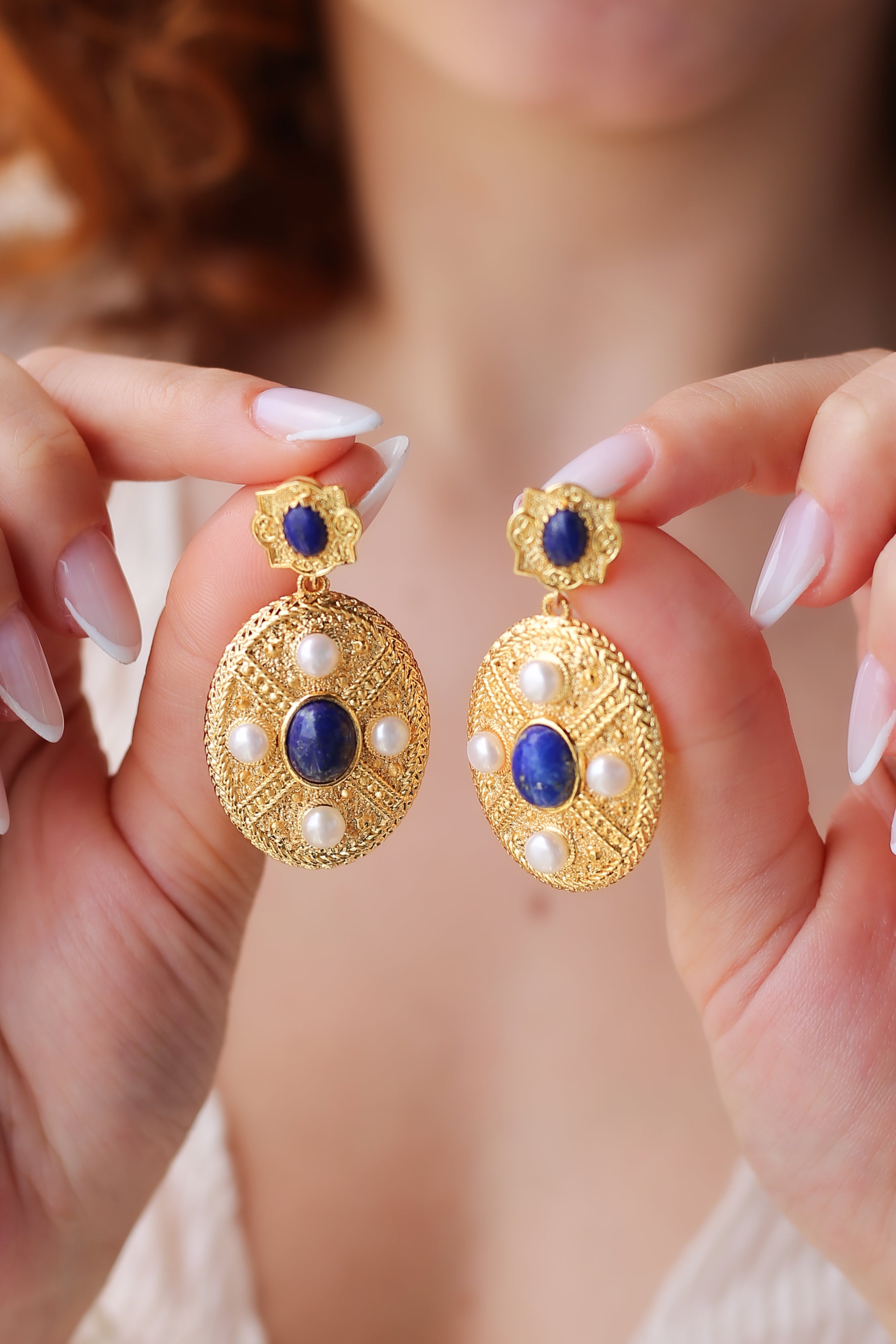 Lapis Lazuli & Pearl Earring
