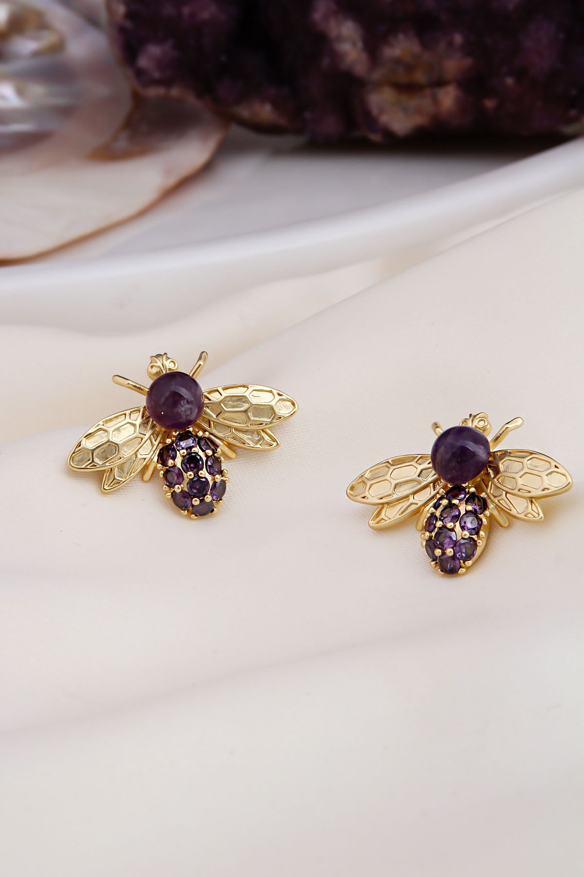 Amethyst & Zircon Boucles D'oreilles