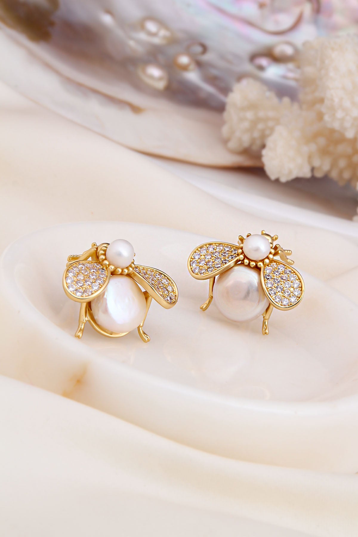 Pearl & Zircon Boucles d'oreilles