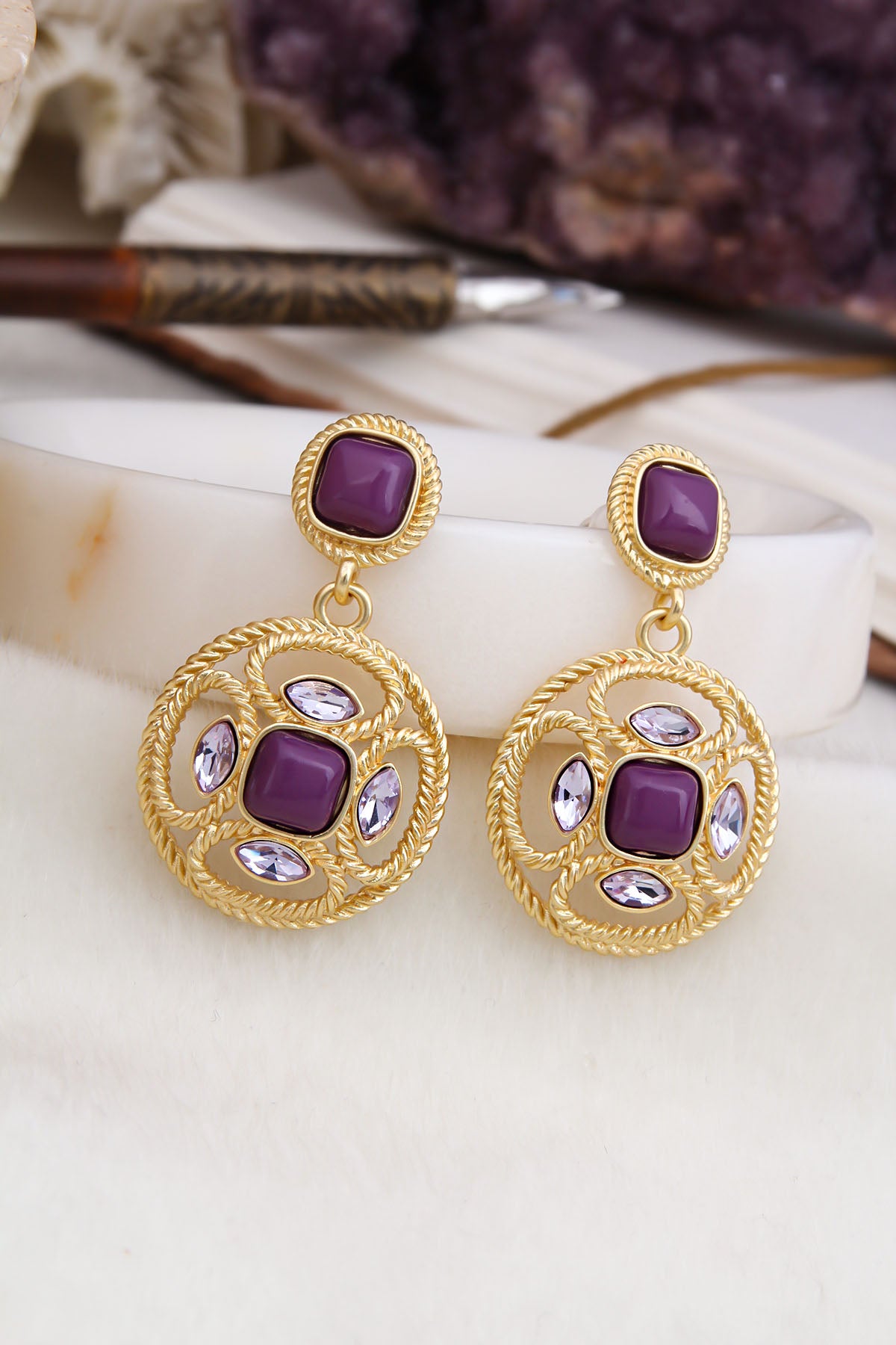 Amethyst & Zircon Boucles D'Oreilles