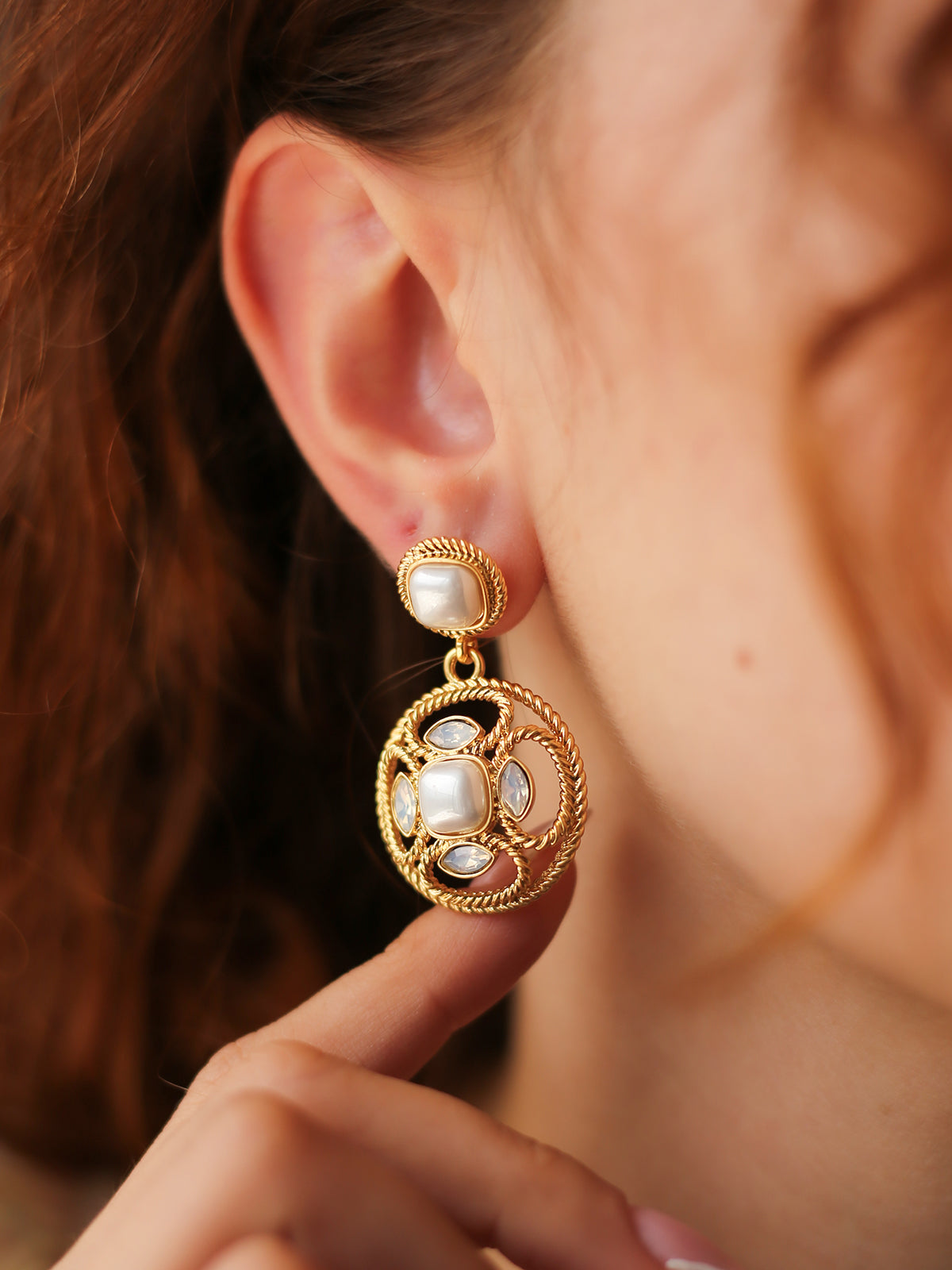 Pearl &amp; Zircon Earrings
