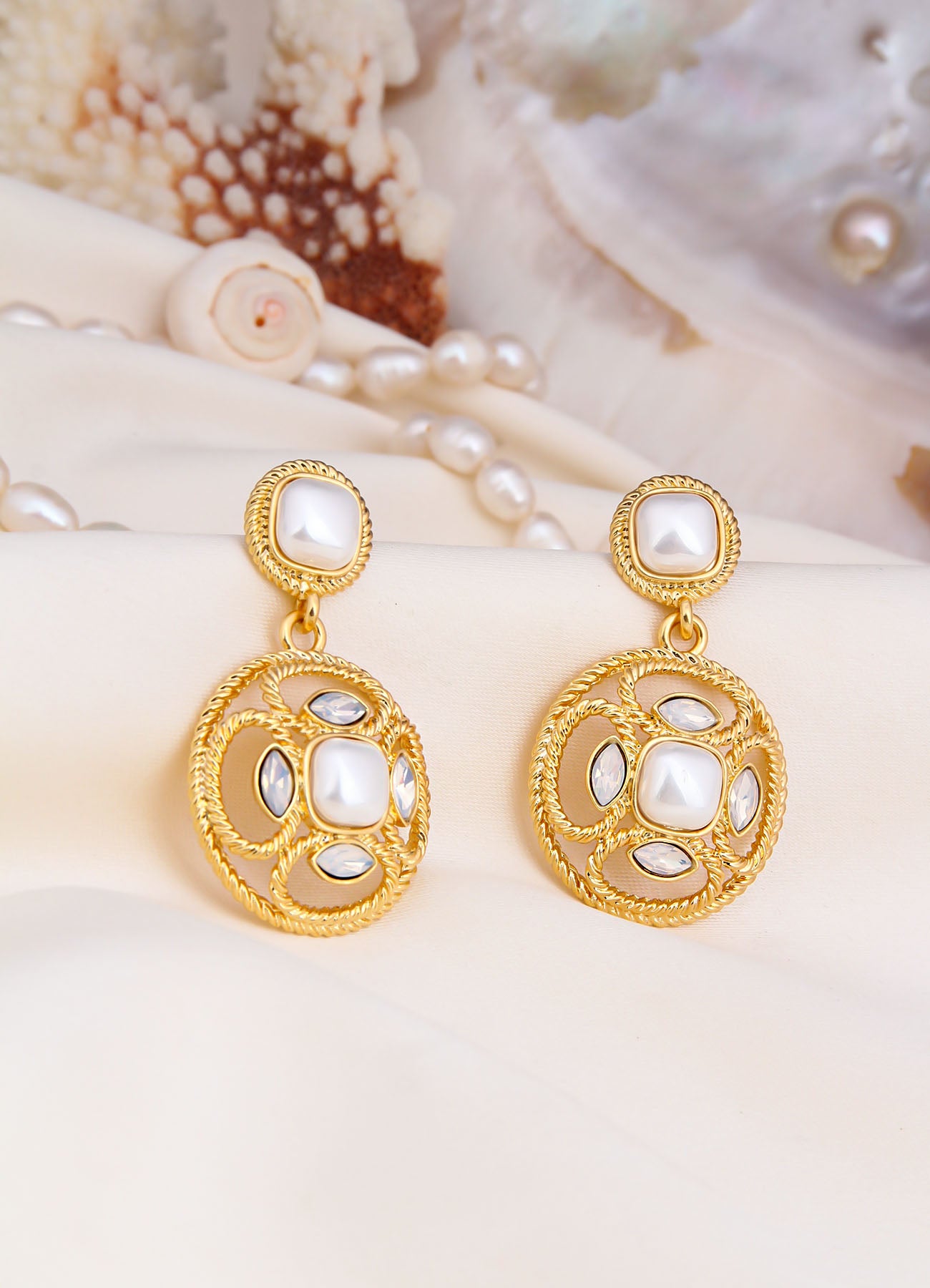 Pearl &amp; Zircon Earrings