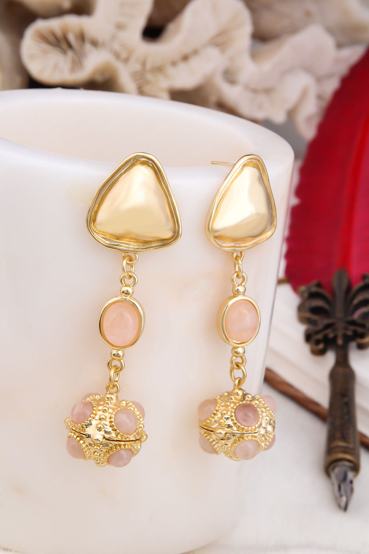 Pink Quartz Boucles D'Oreilles